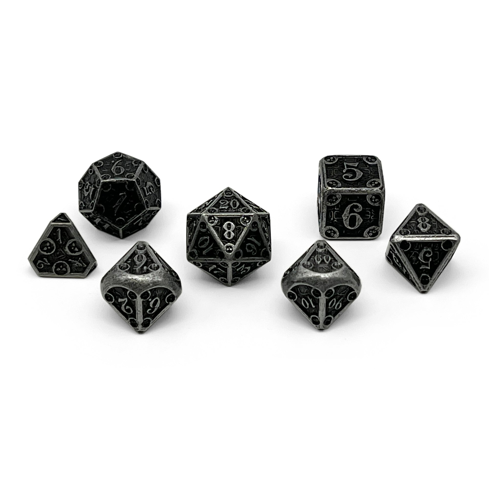 Dungeon Delve - Shadow Knight 7 Piece RPG set Alloy Metal Dice-Metal - Zinc Alloy Dice-Norse Foundry-Norse Foundry-dungeons & dragons-d&d dice set-rpg dice set-d20-metal dice set-d&d-perfect for tabletop rpgs