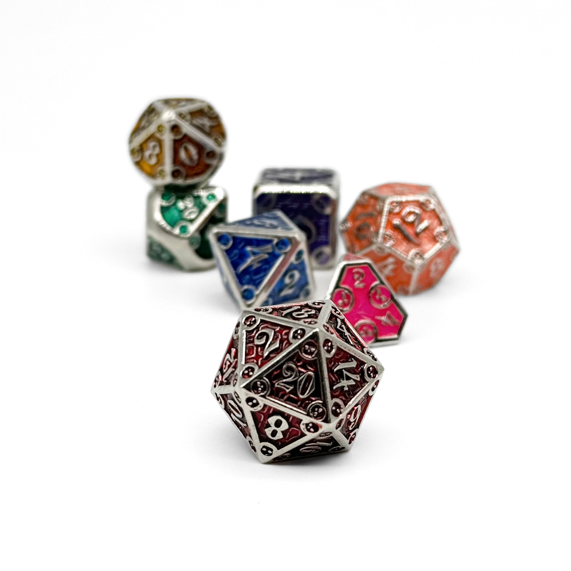 Dungeon Delve - Treasure Trove 7 Piece RPG set Alloy Metal Dice-Metal - Zinc Alloy Dice-Norse Foundry-Dungeons and Dragons-D&D Dice-D20-Metal Dice Set-DND-D&D Metal Dice Set-Perfect for Tabletop RPGs