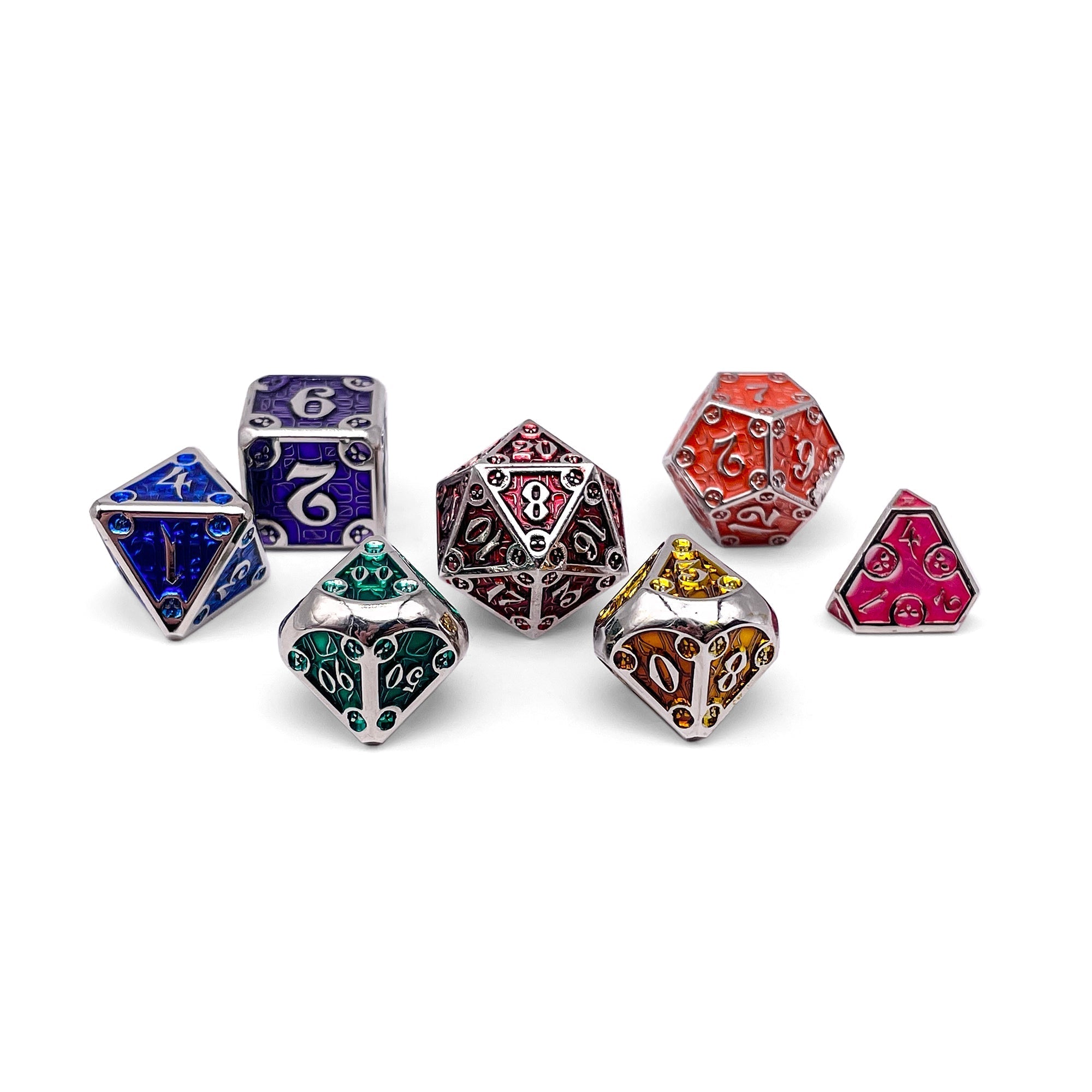 Dungeon Delve - Treasure Trove 7 Piece RPG set Alloy Metal Dice-Metal - Zinc Alloy Dice-Norse Foundry-Dungeons and Dragons-D&D Dice-D20-Metal Dice Set-DND-D&D Metal Dice Set-Perfect for Tabletop RPGs