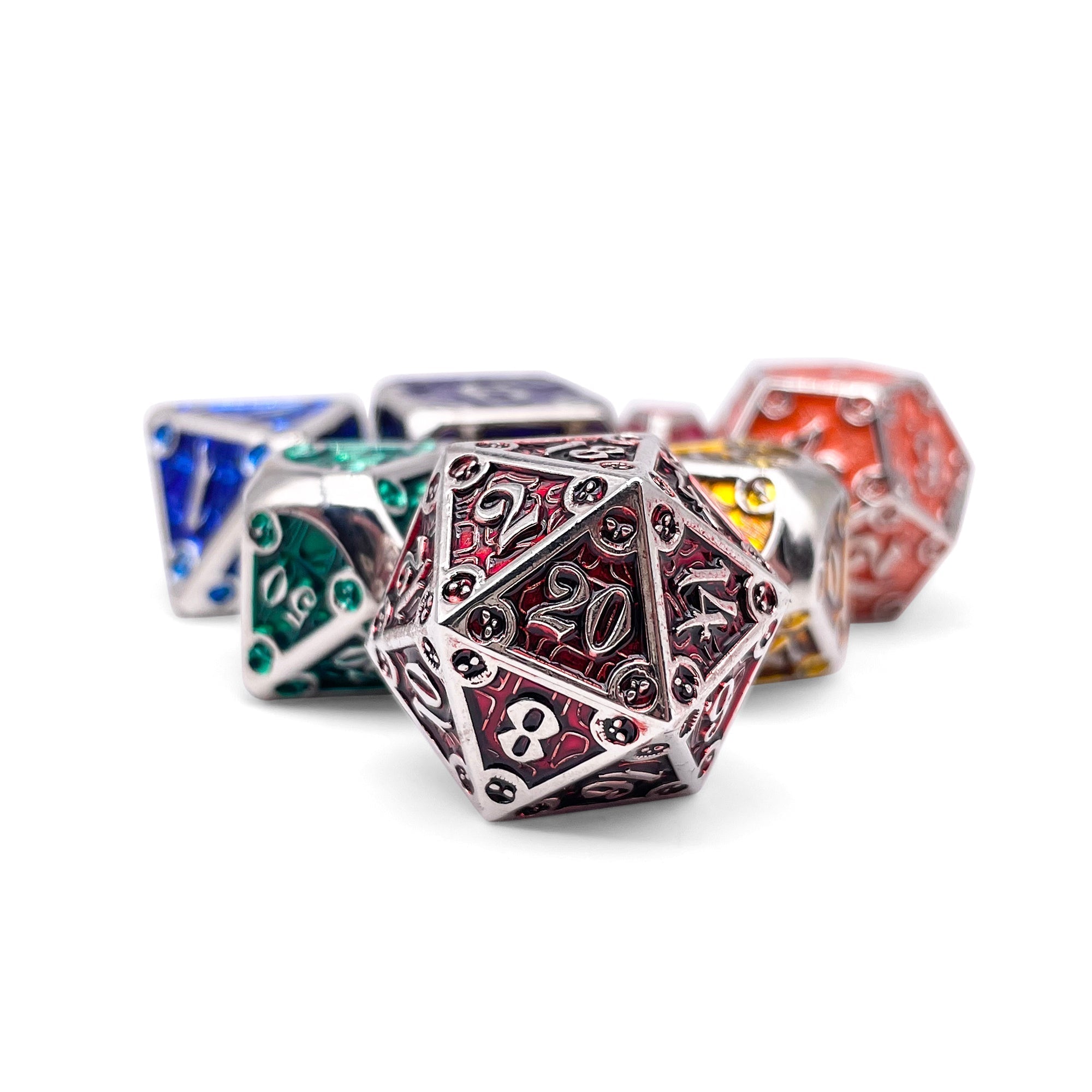 Dungeon Delve - Treasure Trove 7 Piece RPG set Alloy Metal Dice-Metal - Zinc Alloy Dice-Norse Foundry-Dungeons and Dragons-D&D Dice-D20-Metal Dice Set-DnD-D&D Metal Dice Set-Perfect for Tabletop RPGs