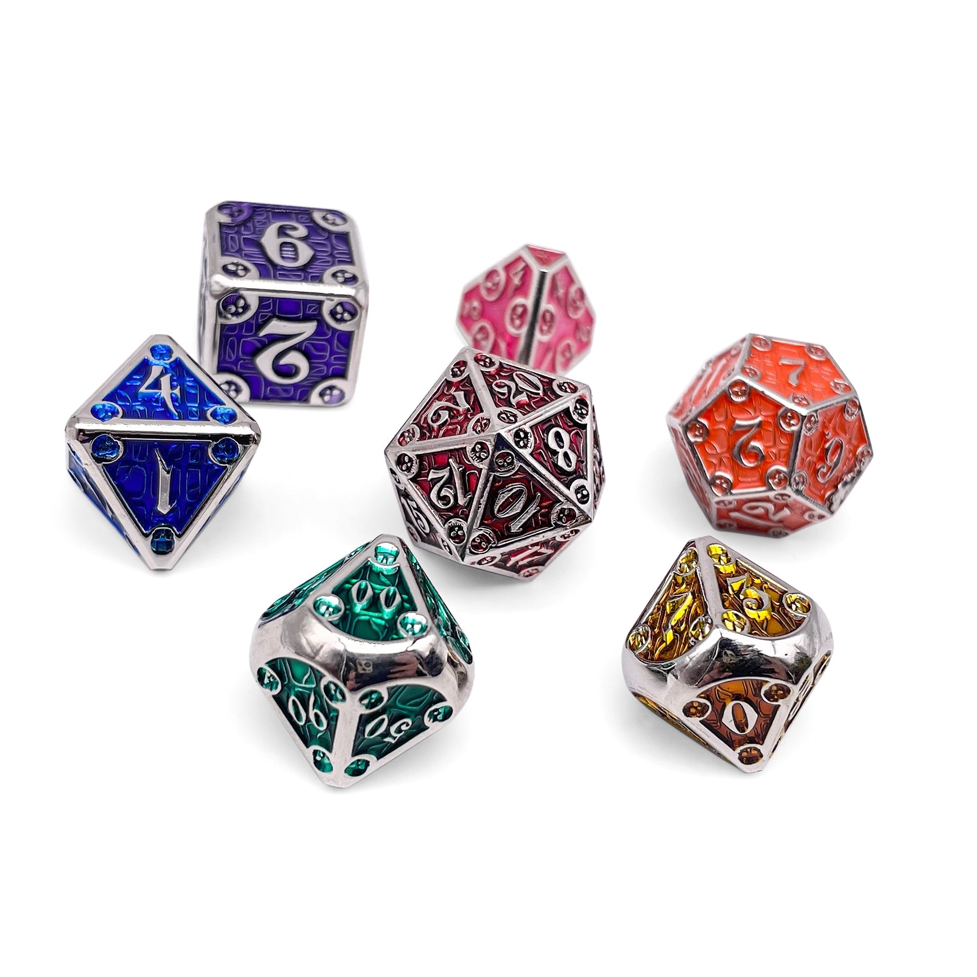 Dungeon Delve - Treasure Trove 7 Piece RPG set Alloy Metal Dice-Metal - Zinc Alloy Dice-Norse Foundry-Dungeons and Dragons-D&D Dice-D20-Metal Dice Set-DnD-DnD Metal Dice Set-Perfect for Tabletop RPGs