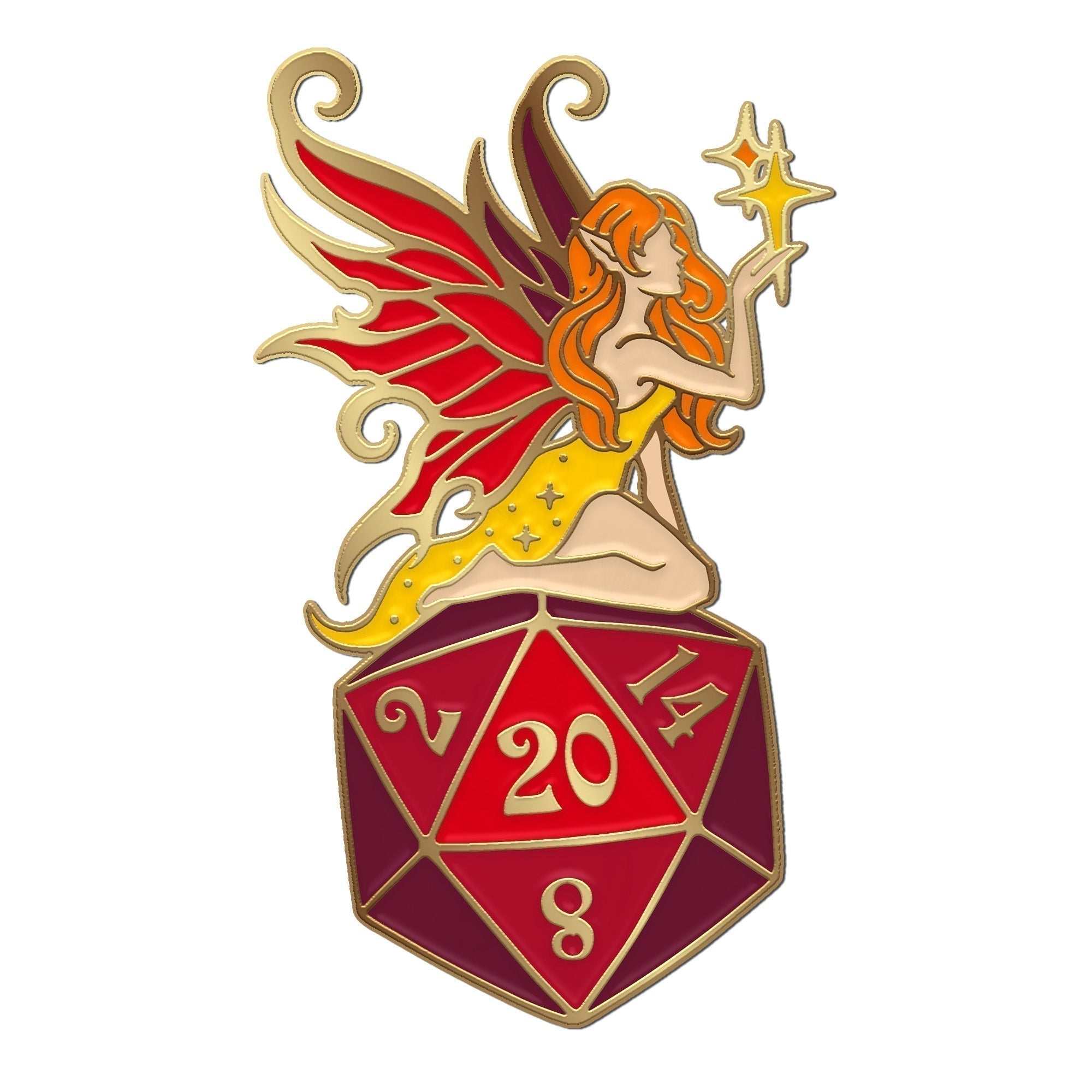 Fairy D20 Pin-Enamel Pin-Norse Foundry-D&D Enamel Pin-D&D Pin-Dungeons and Dragons Enamel Pin-DND Accessories