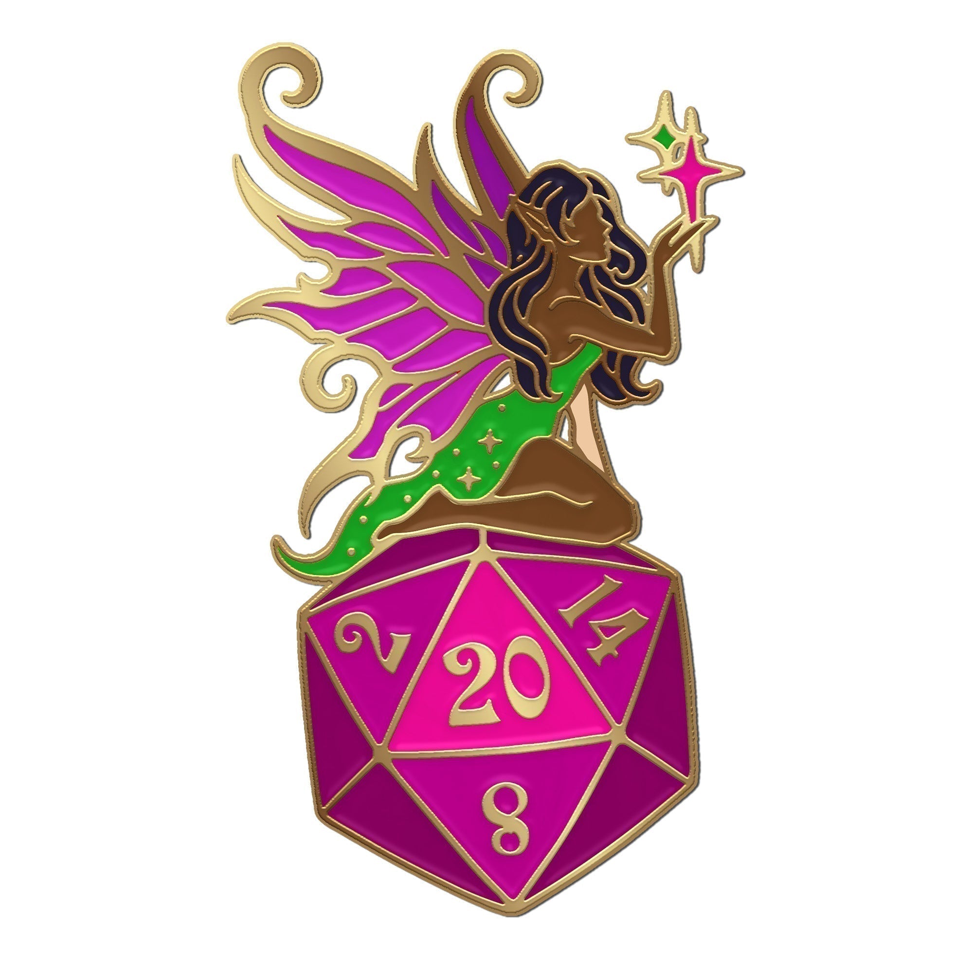 Fairy D20 Pin-Enamel Pin-Norse Foundry-D&D Enamel Pin-D&D Pin-Dungeons and Dragons Enamel Pin-DND Accessories