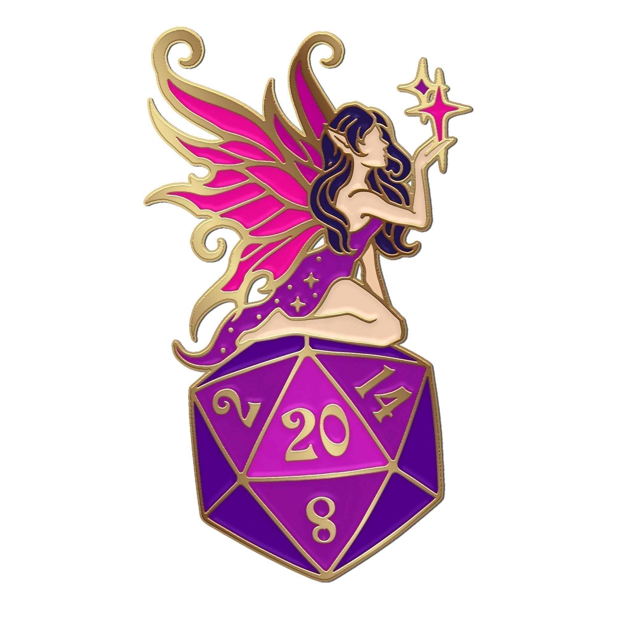 Fairy D20 Pin-Enamel Pin-Norse Foundry-D&D Enamel Pin-D&D Pin-Dungeons and Dragons Enamel Pin-DnD Accessories