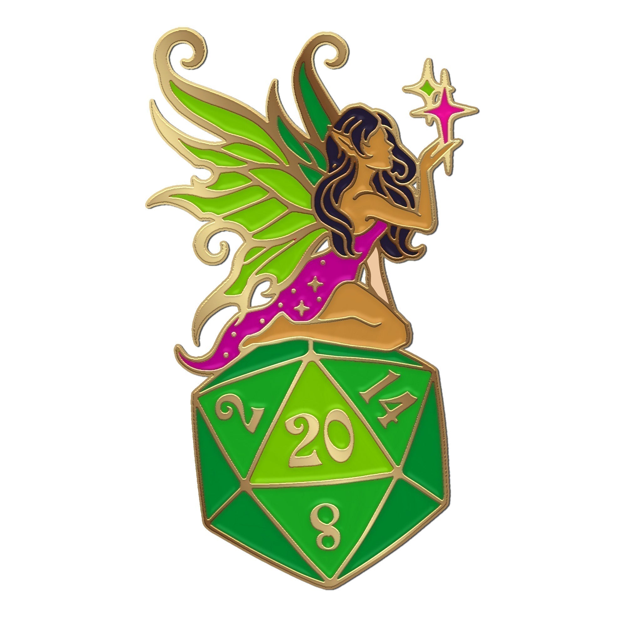 Fairy D20 Pin-Enamel Pin-Norse Foundry-D&D Enamel Pin-D&D Pin-Dungeons and Dragons Enamel Pin-DnD Accessories