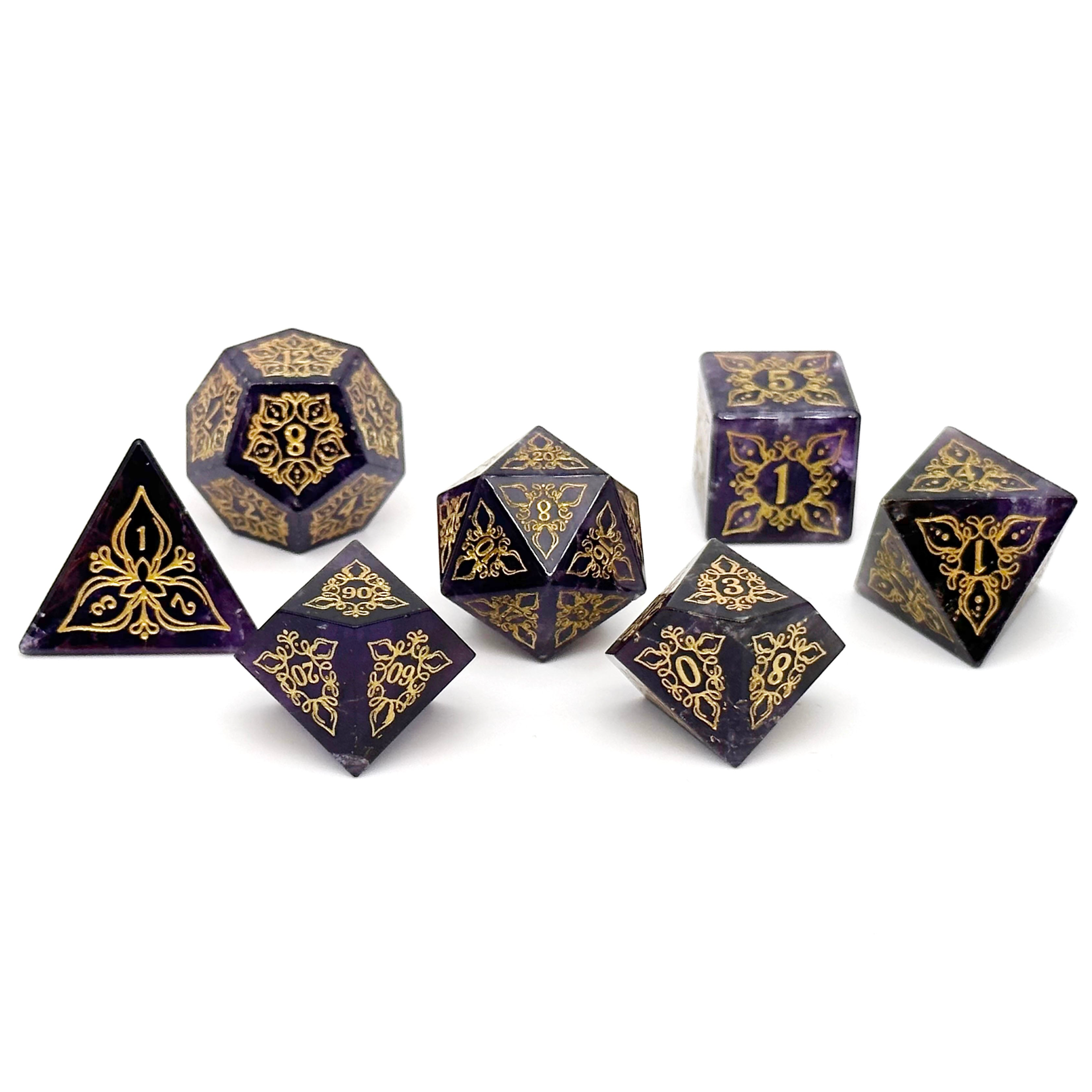 Feyweave - Amethyst-Gemstone Dice-Norse Foundry-Norse Foundry-dungeons & dragons-d&d dice set-rpg dice set-gemstone dice set-d&d-perfect for tabletop rpgs