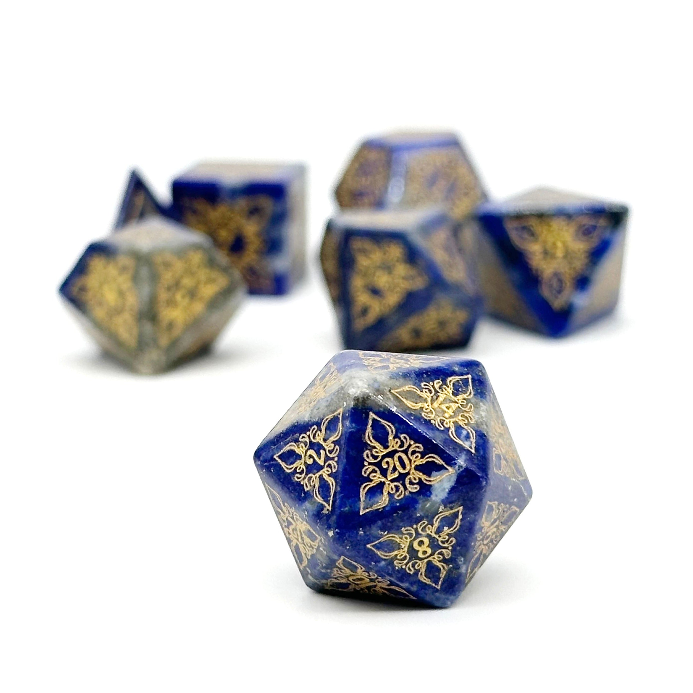 Feyweave - Lapis Lazuli-Gemstone Dice-Norse Foundry-Dungeons and Dragons-D&D Dice-D20-Dice Set-DnD-Perfect for Tabletop RPGs