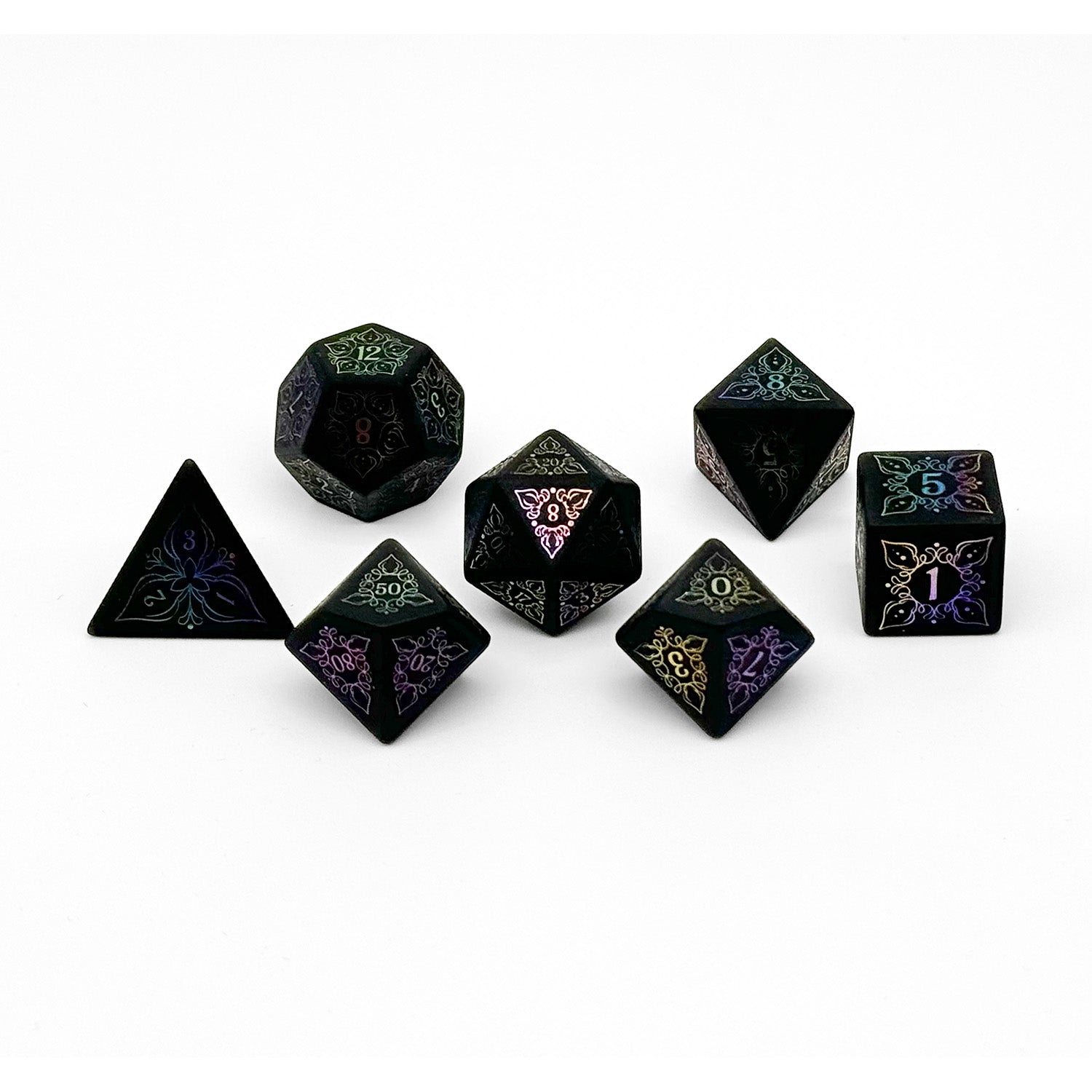 Feyweave - Raised Obsidian Holographic-Norse Foundry-Dungeons and Dragons-D&D Dice-D20-Dice Set-DND-Perfect for Tabletop RPGs