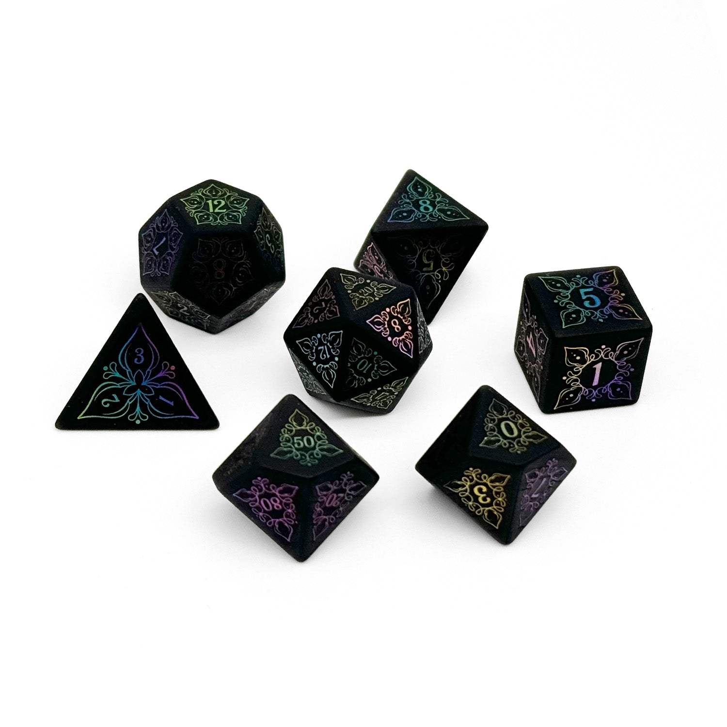 Feyweave - Raised Obsidian Holographic-Norse Foundry-Norse Foundry-dungeons & dragons-d&d dice set-rpg dice set-gemstone dice set-d&d-perfect for tabletop rpgs