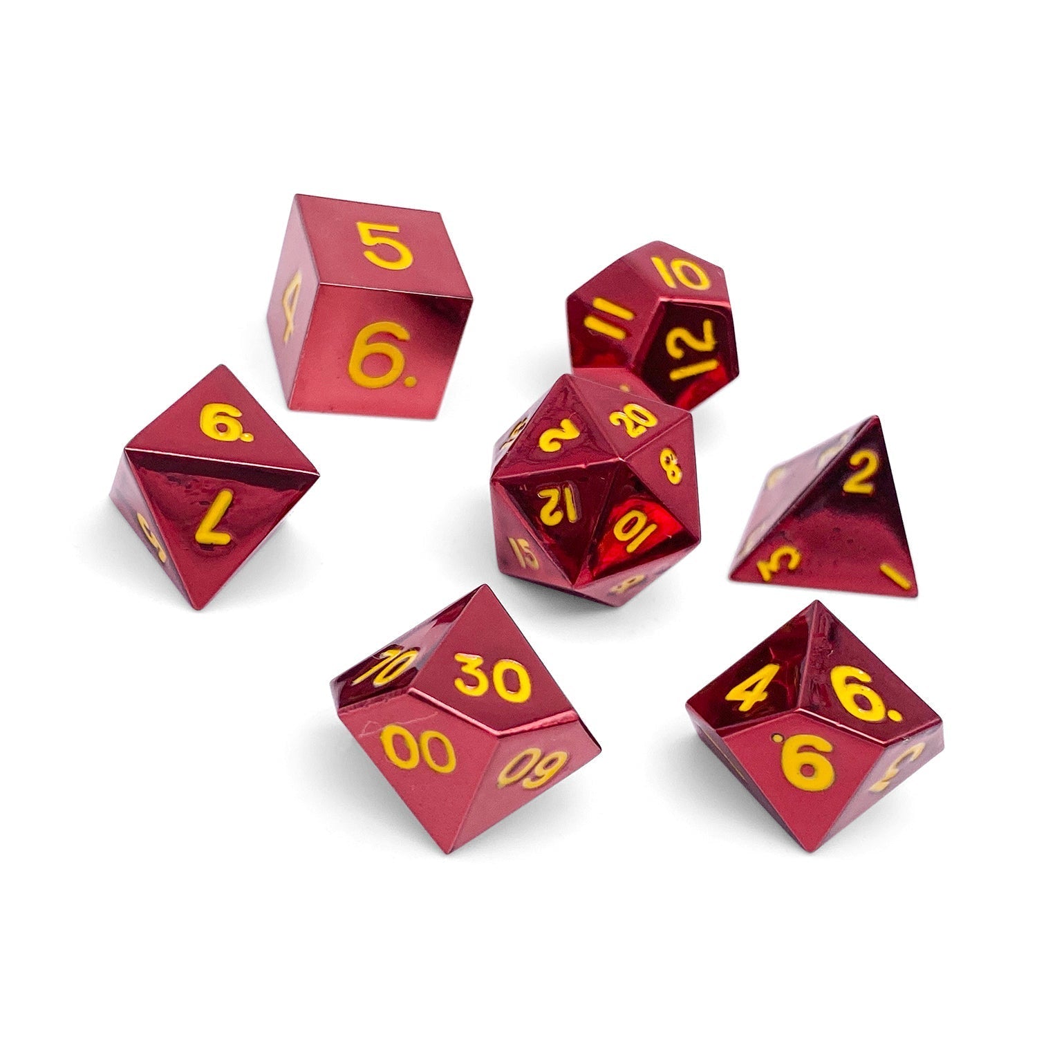 Fireball - 7 Piece Metal D&D & RPGs Dice Set-Zinc Alloy Dice-Norse Foundry-Norse Foundry-dungeons & dragons-d&d dice set-rpg dice set-d20-metal dice set-d&d-perfect for tabletop rpgs