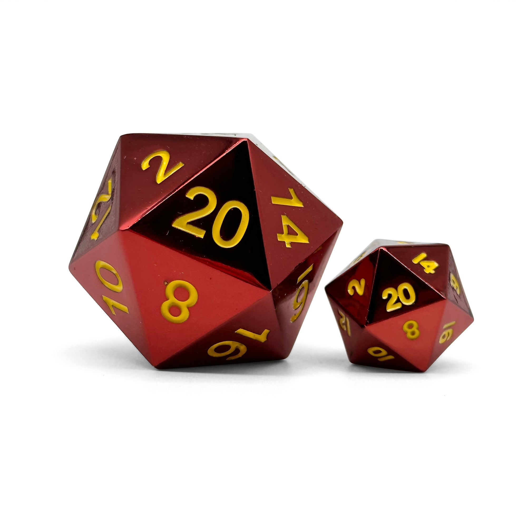 Fireball - Boulder® 45mm D20 Metal Dice-Zinc Alloy Dice-Norse Foundry-Norse Foundry-dungeons & dragons-d&d dice-rpg dice-d20-metal dice-d&d-45mm-oversize-boulder-perfect for tabletop rpgs