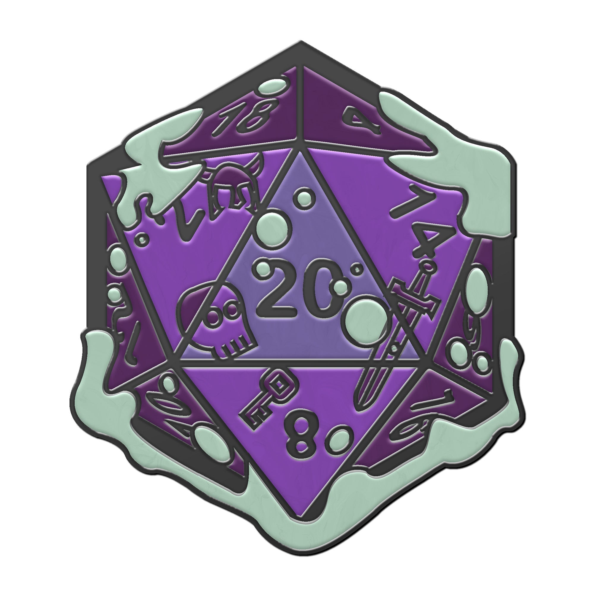 Gelatinous D20 Dice Die - Hard Enamel Adventure Dice Pin Metal by Norse Foundry-Pins-Norse Foundry-D&D Enamel Pin-D&D Pin-Dungeons and Dragons Enamel Pin-DND Accessories