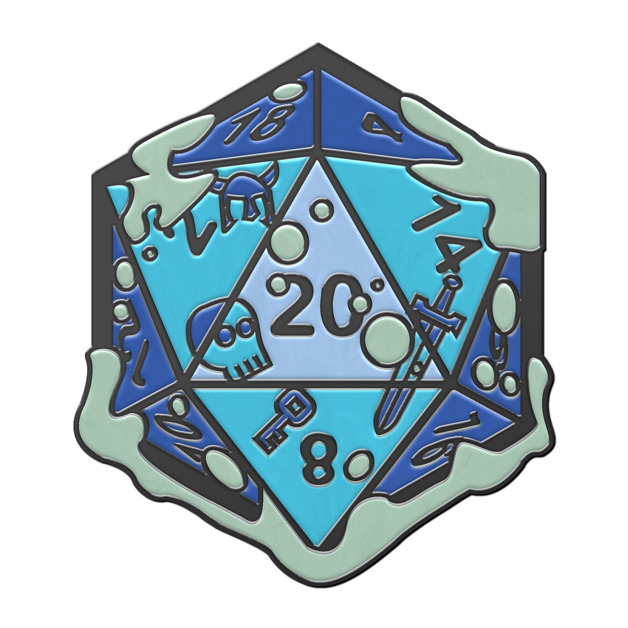 Gelatinous D20 Dice Die - Hard Enamel Adventure Dice Pin Metal by Norse Foundry-Pins-Norse Foundry-D&D Enamel Pin-D&D Pin-Dungeons and Dragons Enamel Pin-DND Accessories