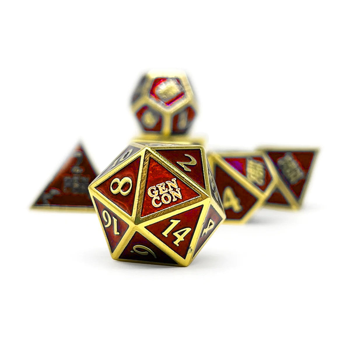 GenCon 2025 Officially Licensed Dice Set Red and Gold Norse Foundry