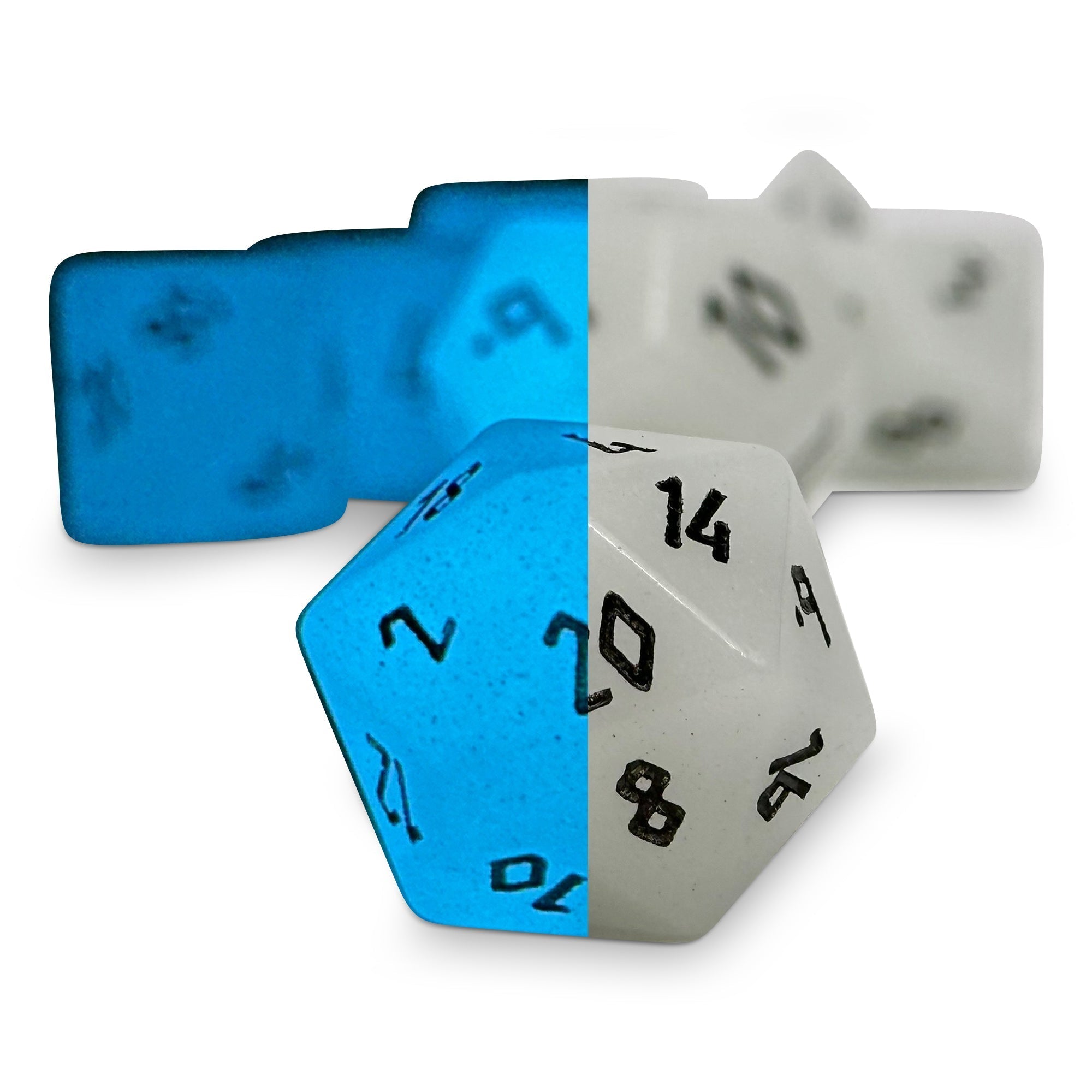 Glowstone Aqua - 7 Piece RPG Set Gemstone Dice-Gemstone Dice-Norse Foundry-Gemstone Dice-Dungeons and Dragons Dice-Gem Dice-D&D Dice-Gaming Dice-Perfect for Tabletop RPGs-Dice Set