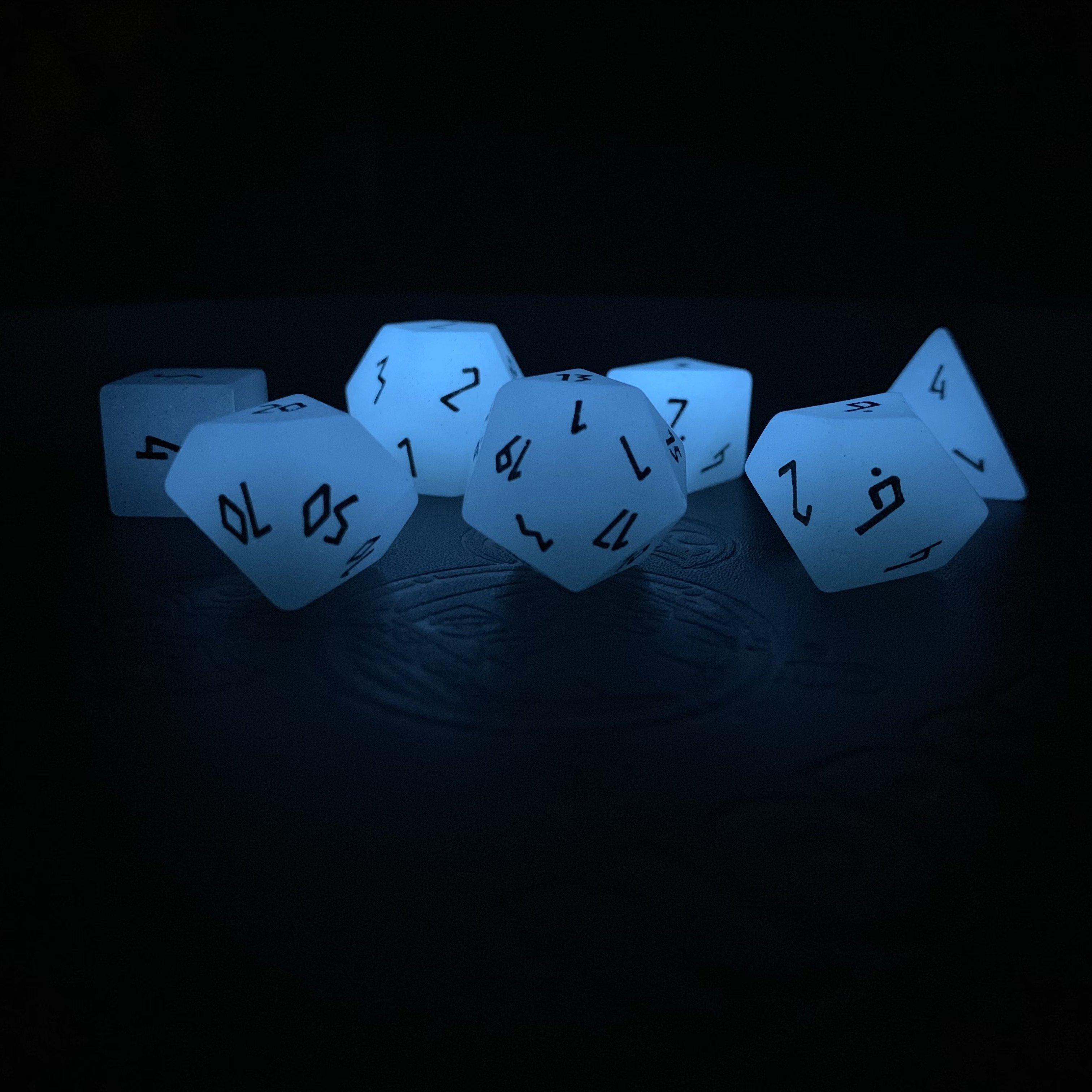 Glowstone Blue - 7 Piece RPG Set Gemstone Dice-Gemstone Dice-Norse Foundry-Gemstone Dice-Dungeons and Dragons Dice-Gem Dice-DND Dice-Gaming Dice-Perfect for Tabletop RPGs-Dice Set
