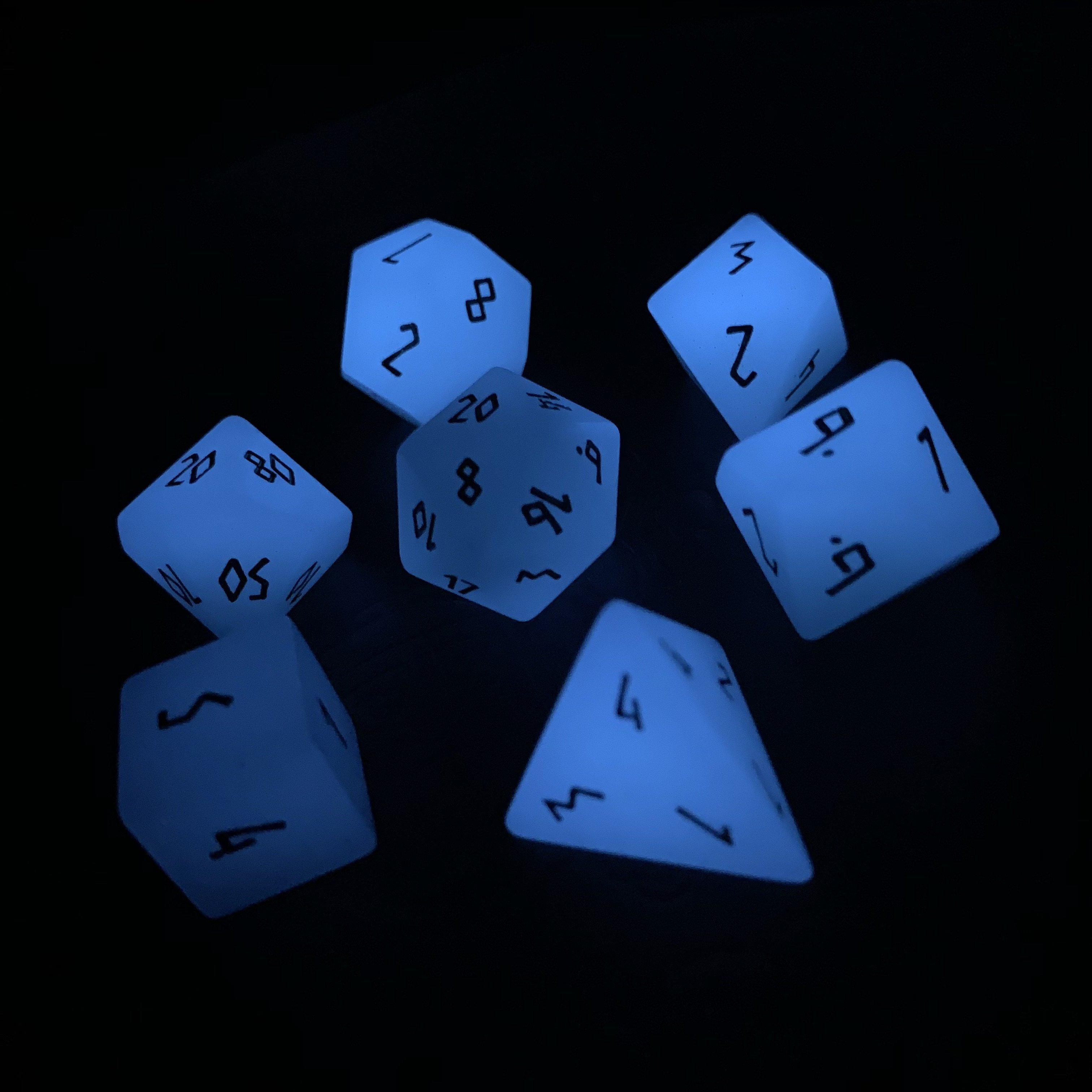 Glowstone Blue - 7 Piece RPG Set Gemstone Dice-Gemstone Dice-Norse Foundry-Gemstone Dice-Dungeons and Dragons Dice-Gem Dice-DND Dice-Gaming Dice-Perfect for Tabletop RPGs-Dice Set