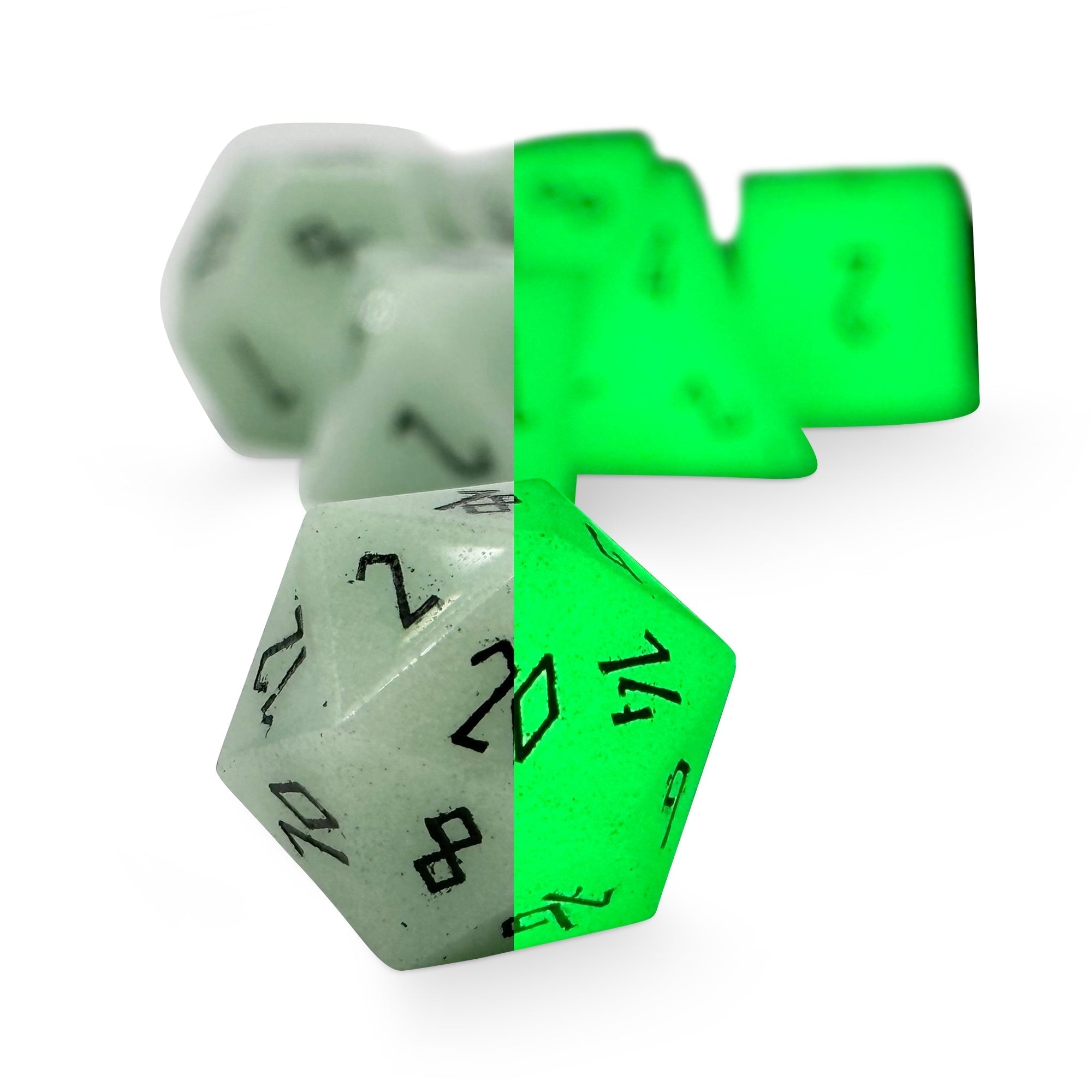 Glowstone Green - 7 Piece RPG Set Gemstone Dice-Gemstone Dice-Norse Foundry-Gemstone Dice-Dungeons and Dragons Dice-Gem Dice-DND Dice-Gaming Dice-Perfect for Tabletop RPGs-Dice Set