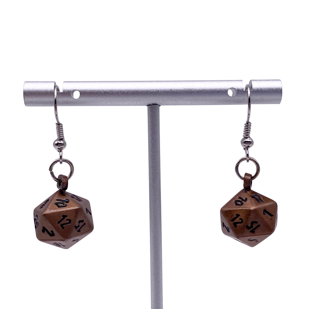 Gnomish Copper - Ioun Stone D20 Dice Earrings by Norse Foundry