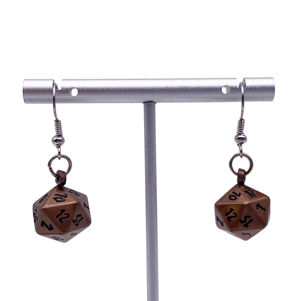 Gnomish Copper - Ioun Stone D20 Dice Earrings by Norse Foundry-Earrings-Norse Foundry-dungeons and dragons-d&d-dungeons & dragons-earrings-dnd accessories-dice earrings- d20 earrings