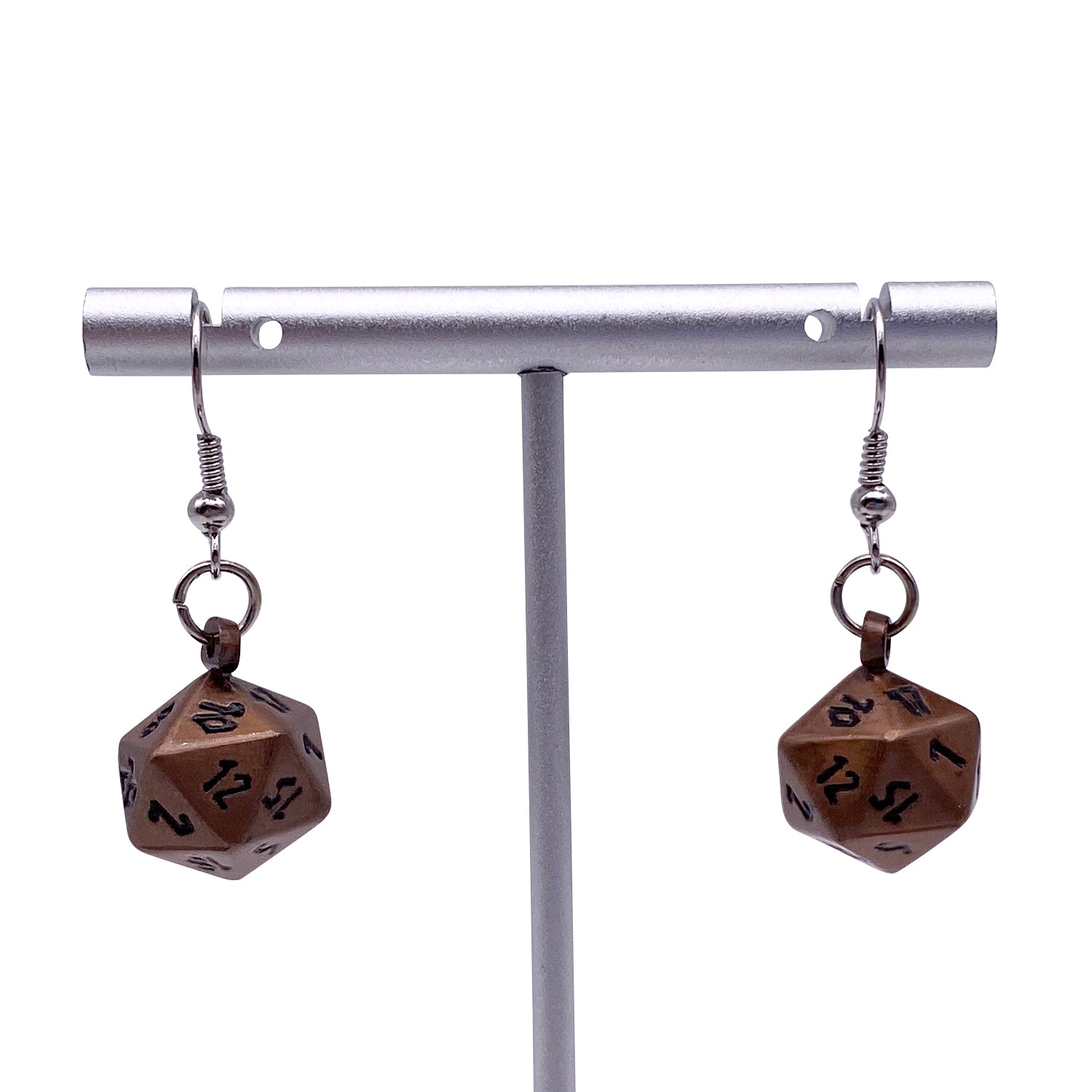 Gnomish Copper - Ioun Stone D20 Dice Earrings by Norse Foundry-Earrings-Norse Foundry-dungeons and dragons-dnd-dungeons & dragons-earrings-d&d accessories-dice earrings- d20 earrings