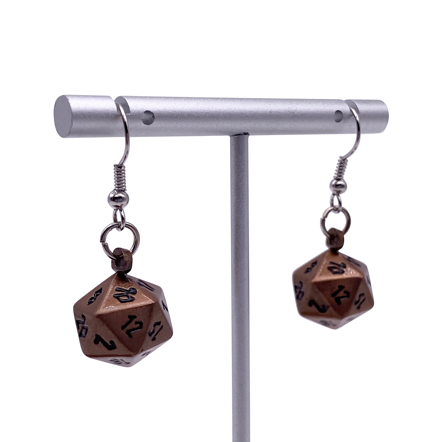 Gnomish Copper - Ioun Stone D20 Dice Earrings by