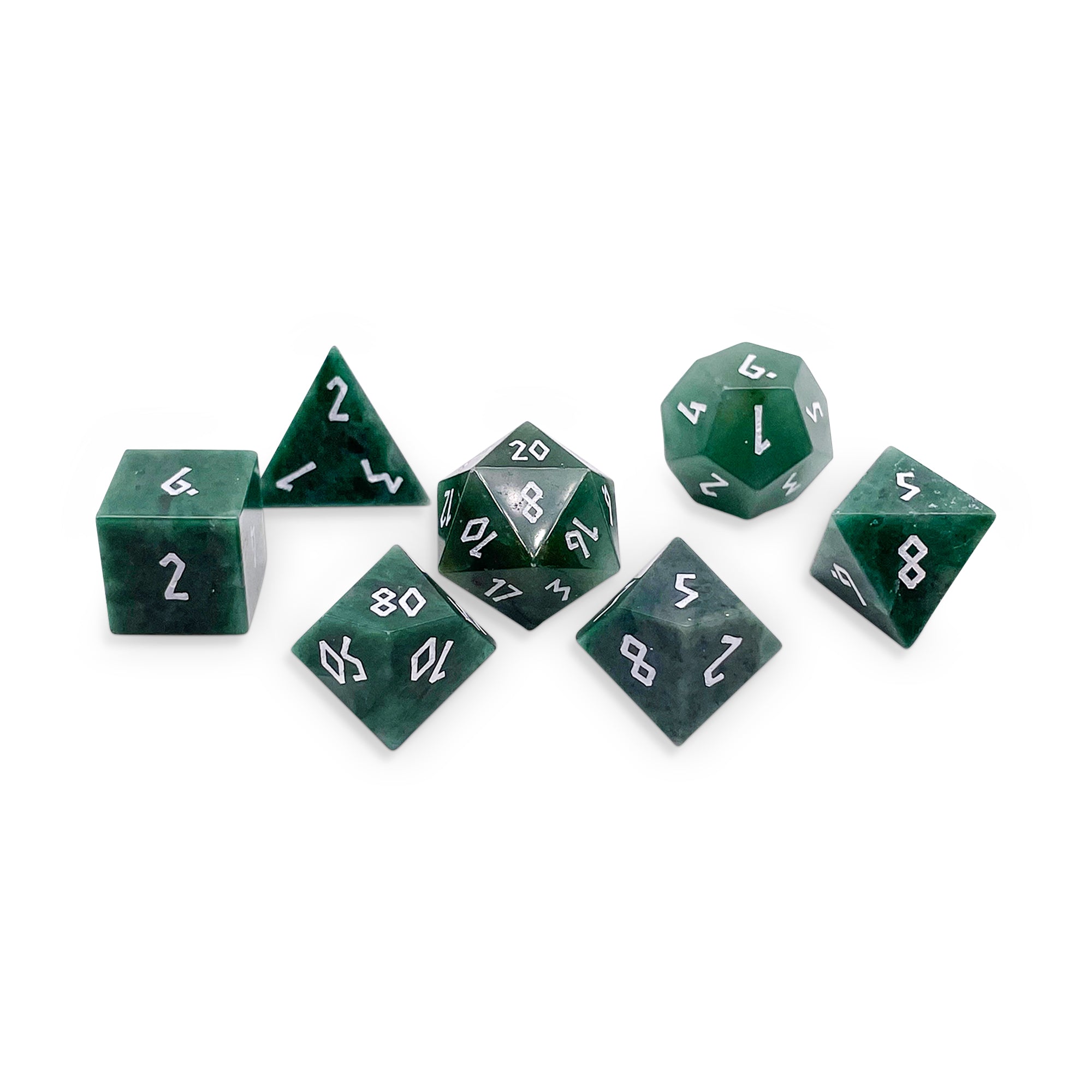 Green African Jade - 7 Piece RPG Set Gemstone Dice-Gemstone Dice-Norse Foundry-Gemstone Dice-Dungeons & Dragons Dice-Gem Dice-DnD Dice-Gaming Dice-Perfect for Tabletop RPGs-Dice Set
