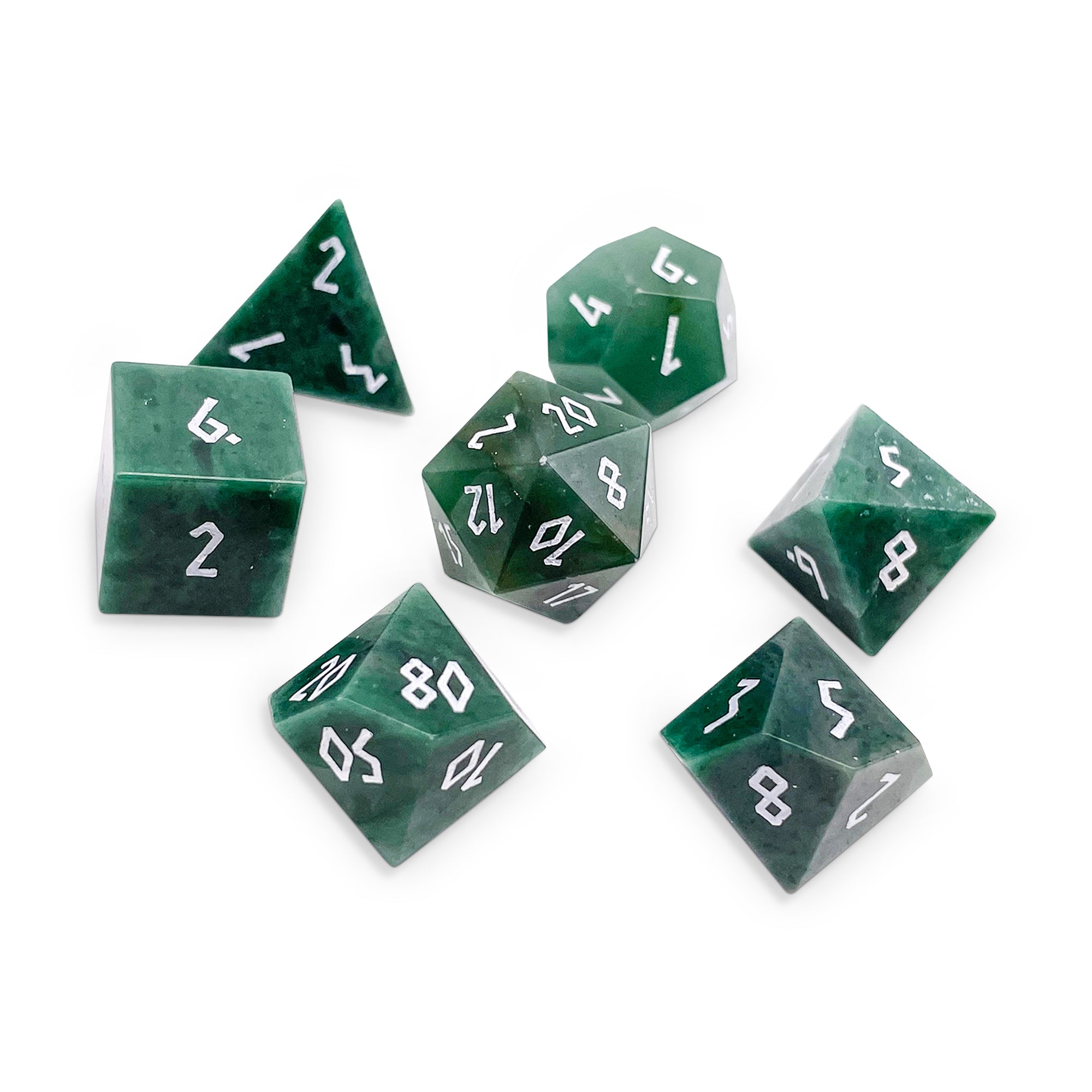 Green African Jade - 7 Piece RPG Set Gemstone Dice-Gemstone Dice-Norse Foundry-Gemstone Dice-Dungeons & Dragons Dice-Gem Dice-DnD Dice-Gaming Dice-Perfect for Tabletop RPGs-Dice Set
