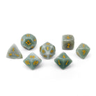 Green Aventurine w/ Gold - 7 Piece RPG Set Gemstone Wondrous Cut Dice-Gemstone Dice-Norse Foundry-Gemstone Dice-Dungeons & Dragons Dice-Gem Dice-DnD Dice-Gaming Dice-Perfect for Tabletop RPGs-Dice Set