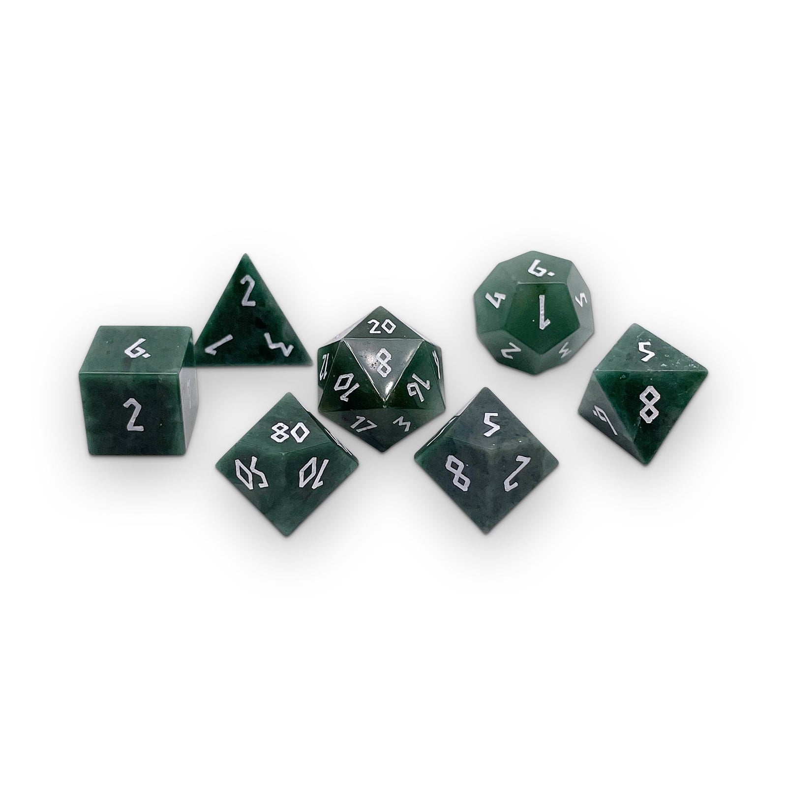 Green African Jade - 7 Piece RPG Set Gemstone Dice - NOR 01007