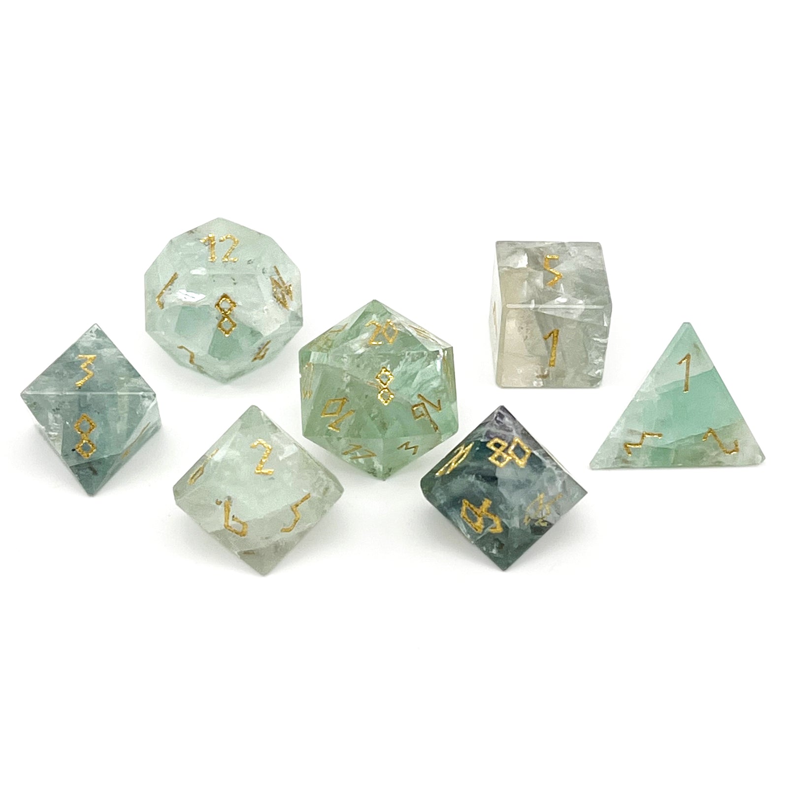 Green Fluorite - 7 Piece RPG Set Gemstone Dice