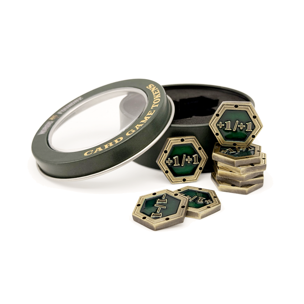 +1/+1 & -1/-1 CCG Tokens - Gold with Green