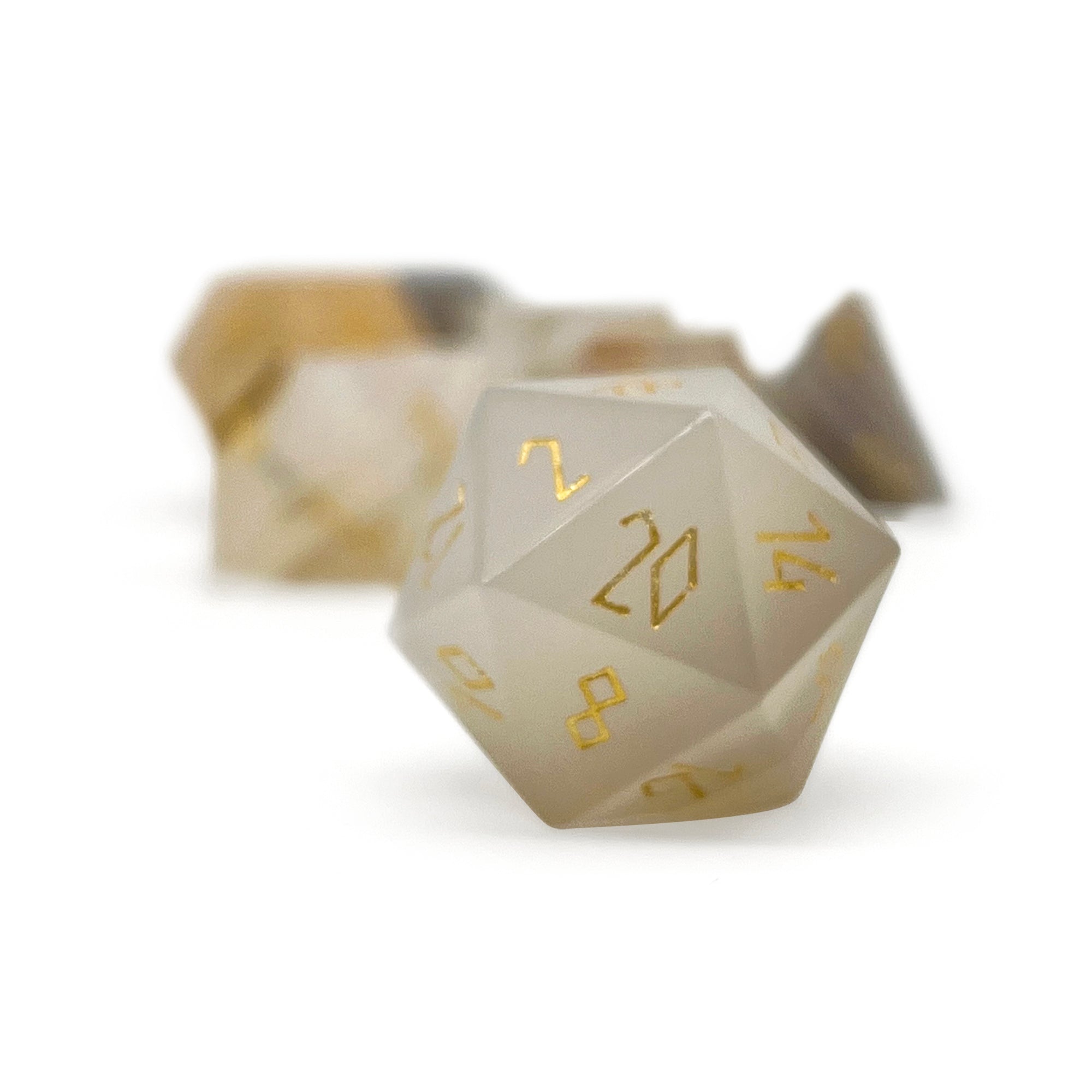 Grey Agate - 7 Piece RPG Set Gemstone Dice-Gemstone Dice-Norse Foundry-Gemstone Dice-Dungeons and Dragons Dice-Gem Dice-DND Dice-Gaming Dice-Perfect for Tabletop RPGs-Dice Set