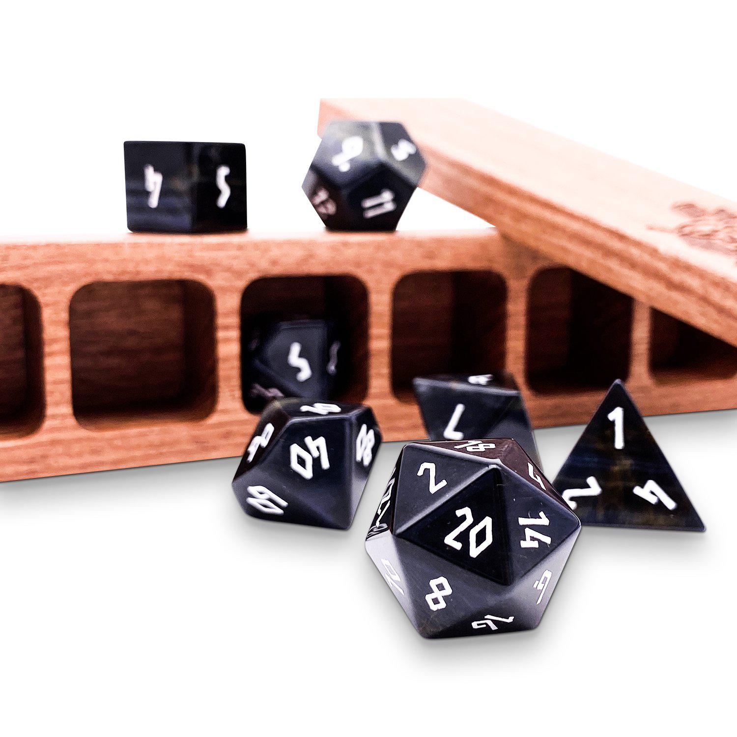 Hawk's Eye - 7 Piece RPG Set Gemstone Dice-Gemstone Dice-Norse Foundry-Gemstone Dice-Dungeons and Dragons Dice-Gem Dice-DND Dice-Gaming Dice-Perfect for Tabletop RPGs-Dice Set