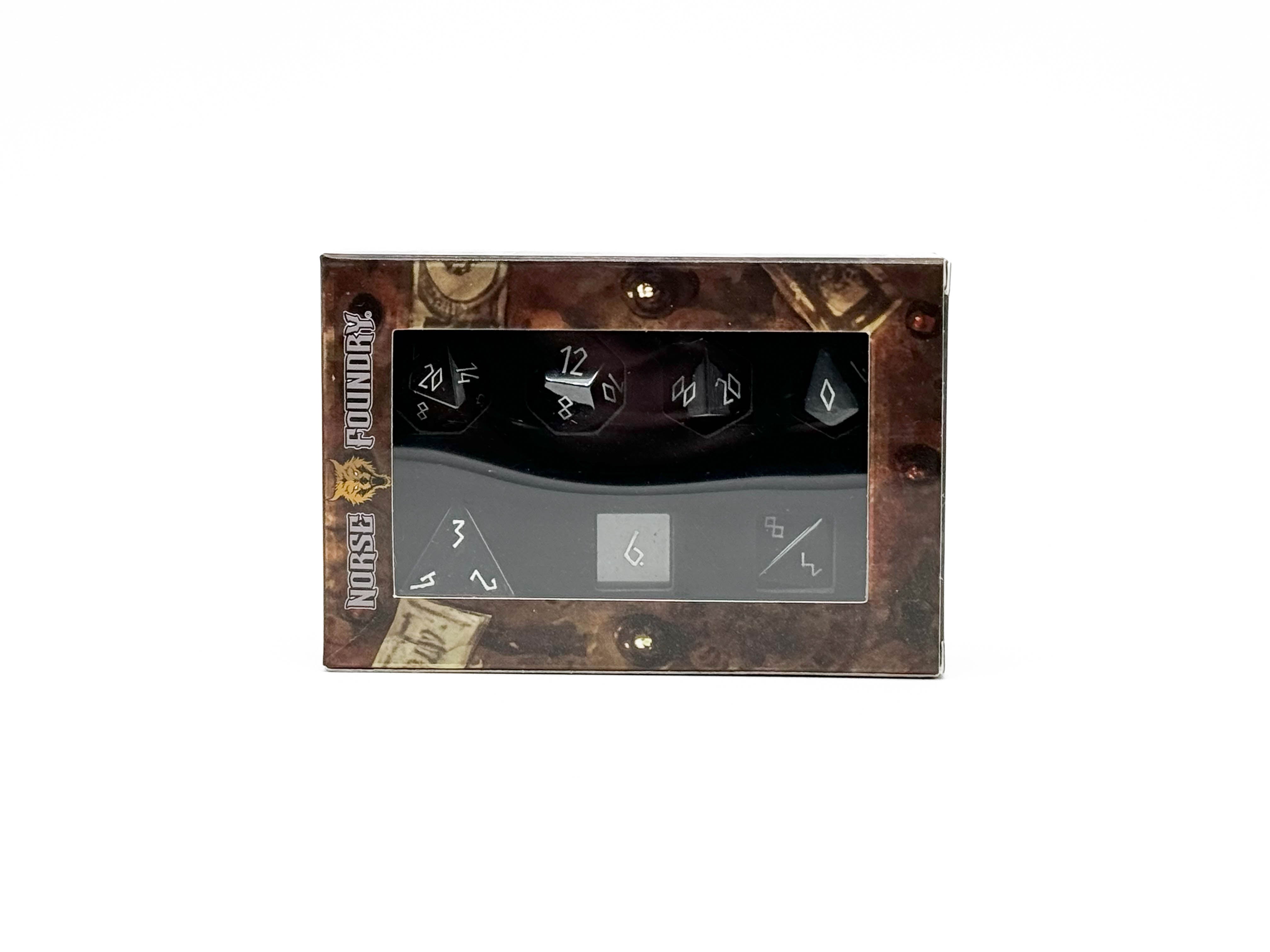 Hematite - 7 Piece RPG Set Gemstone Dice-Gemstone Dice-Norse Foundry-Gemstone Dice-Dungeons & Dragons Dice-Gem Dice-D&D Dice-Gaming Dice-Perfect for Tabletop RPGs-Dice Set