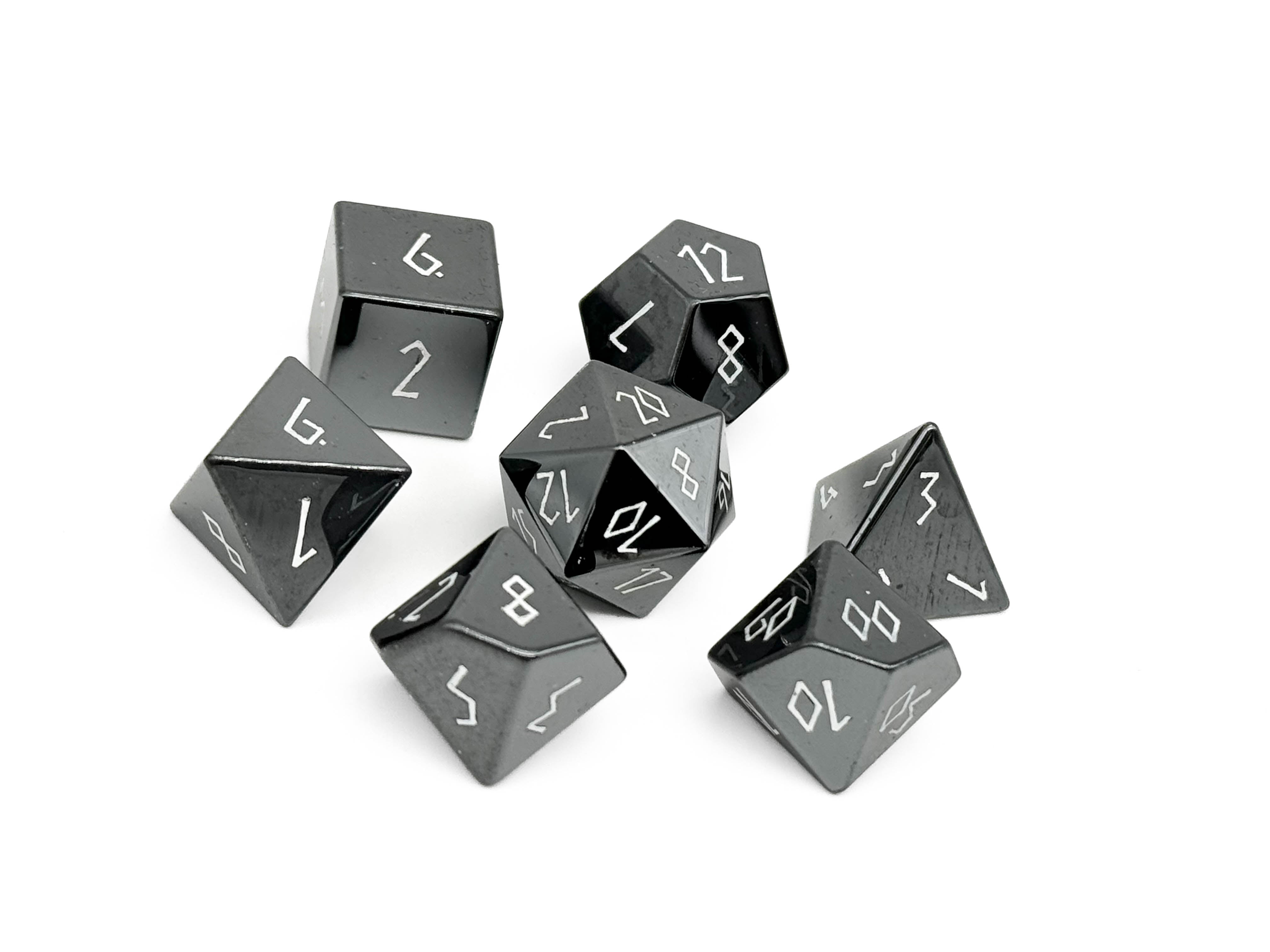 Hematite - 7 Piece RPG Set Gemstone Dice-Gemstone Dice-Norse Foundry-Gemstone Dice-Dungeons & Dragons Dice-Gem Dice-DnD Dice-Gaming Dice-Perfect for Tabletop RPGs-Dice Set