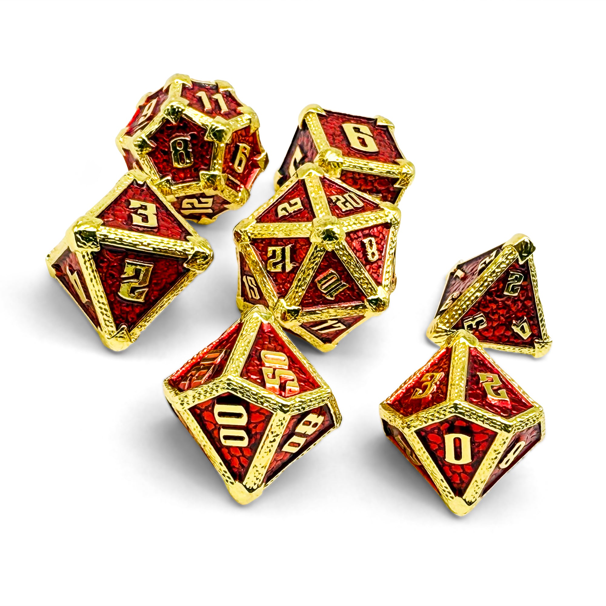Hydrascale - Ember Fang-Metal - Zinc Alloy Dice-Norse Foundry -Dungeons and Dragons-D&D Dice-D20-Metal Dice Set-D&D-DnD Metal Dice Set-Perfect for Tabletop RPGs
