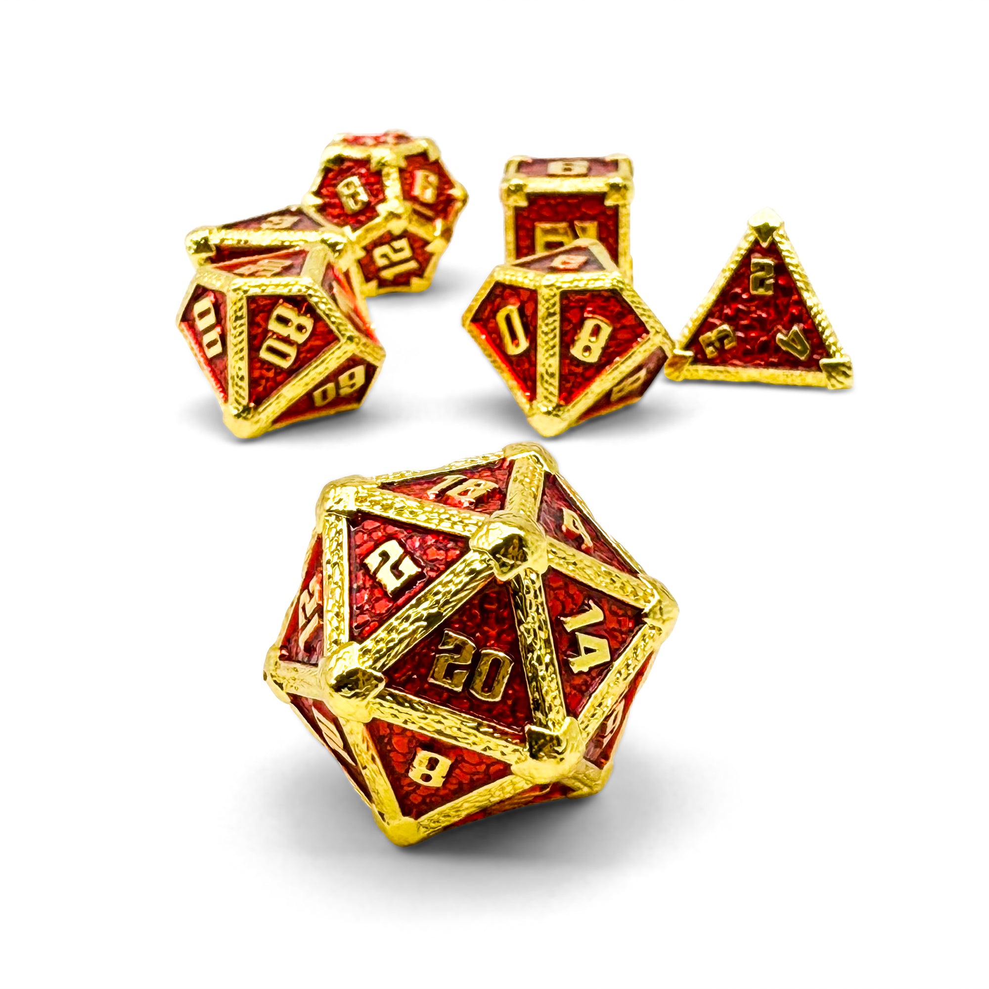 Hydrascale - Ember Fang-Metal - Zinc Alloy Dice-Norse Foundry -Dungeons and Dragons-DND Dice-D20-Metal Dice Set-DND-DND Metal Dice Set-Perfect for Tabletop RPGs
