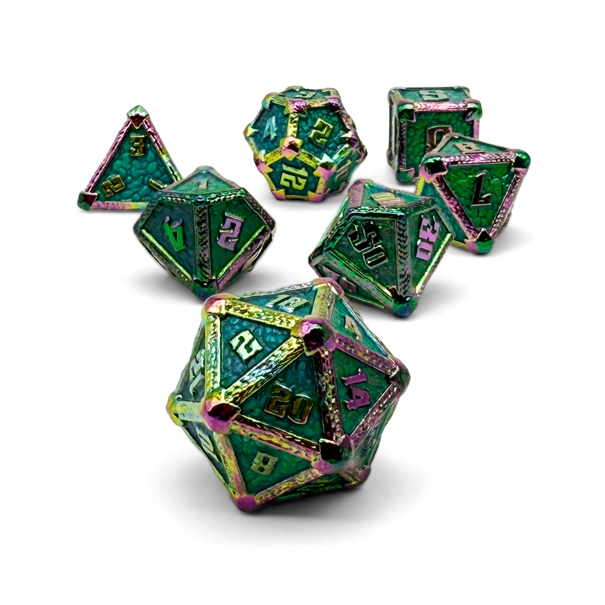 Hydrascale - Jade Serpent-Metal - Zinc Alloy Dice-Norse Foundry -Dungeons and Dragons-D&D Dice-D20-Metal Dice Set-D&D-D&D Metal Dice Set-Perfect for Tabletop RPGs