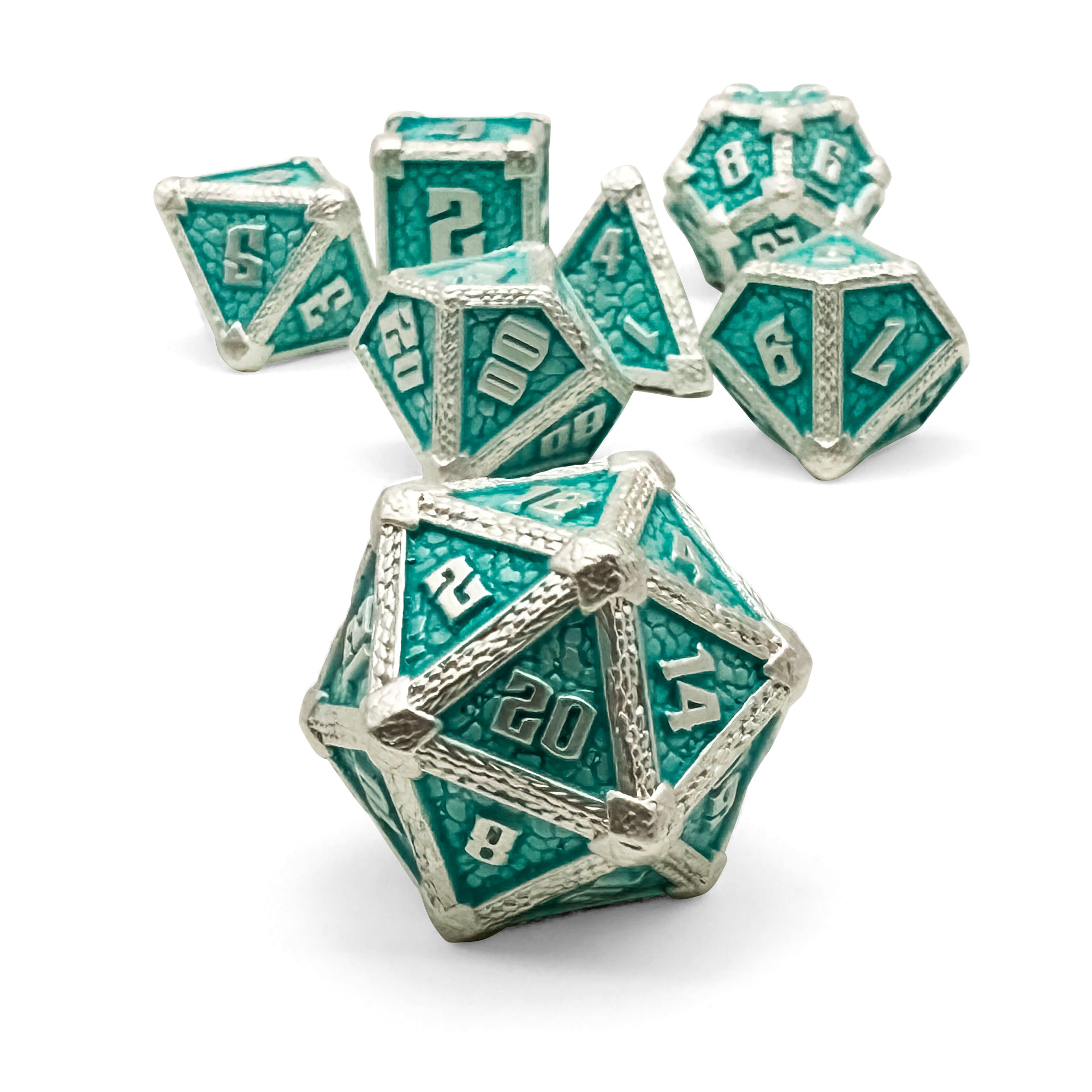 Hydrascale - Jeweled Horror-Metal - Zinc Alloy Dice-Norse Foundry -Dungeons and Dragons-D&D Dice-D20-Metal Dice Set-D&D-DnD Metal Dice Set-Perfect for Tabletop RPGs