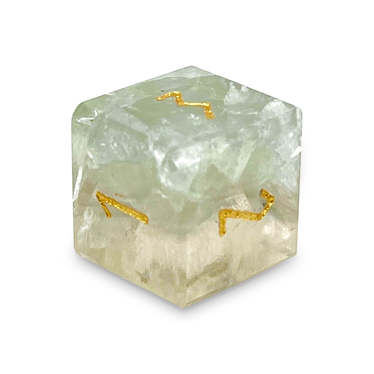 Green Fluorite - Single D6 Gemstone Dice - NOR 01159
