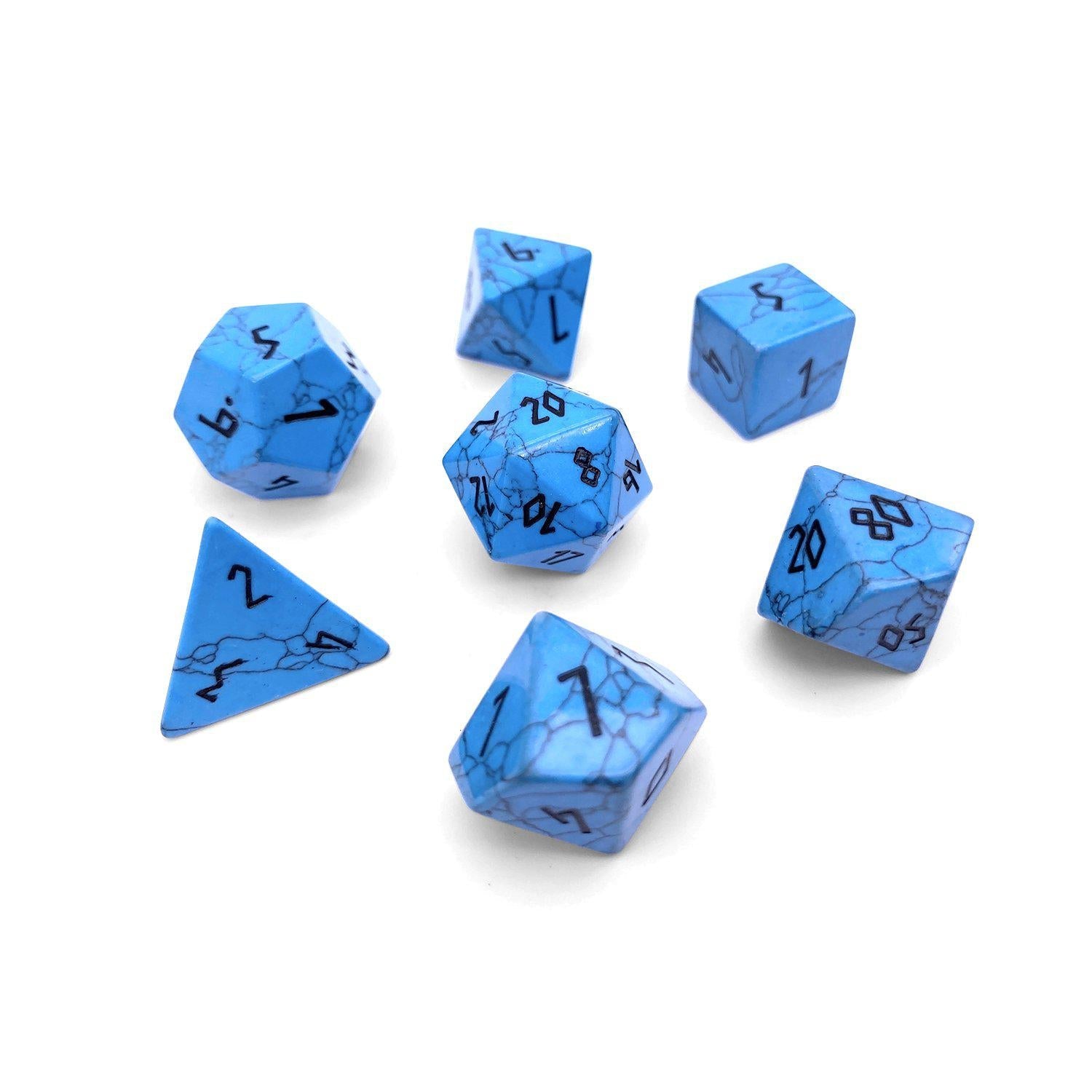 Blue Turquoise - 7 Piece RPG Set Gemstone Dice - NOR 01038