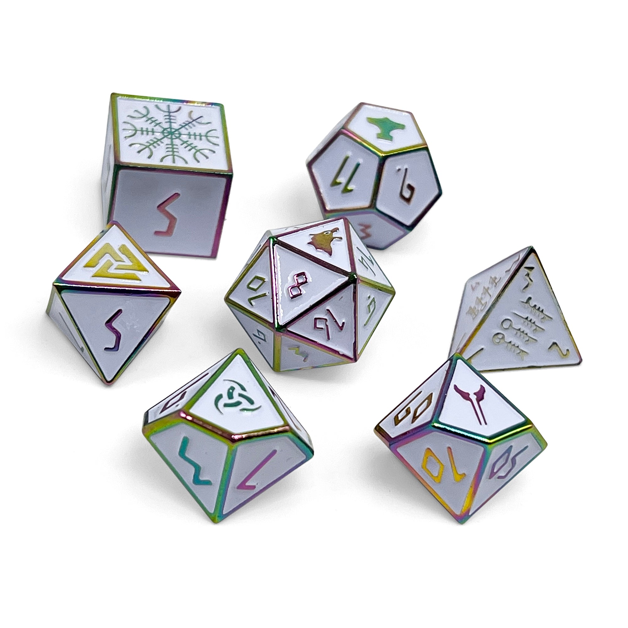 Ice Storm - Norse Themed Metal Dice Set-Zinc Alloy Dice-Norse Foundry-Dungeons and Dragons-D&D Dice-D20-Metal Dice Set-DND-DND Metal Dice Set-Perfect for Tabletop RPGs