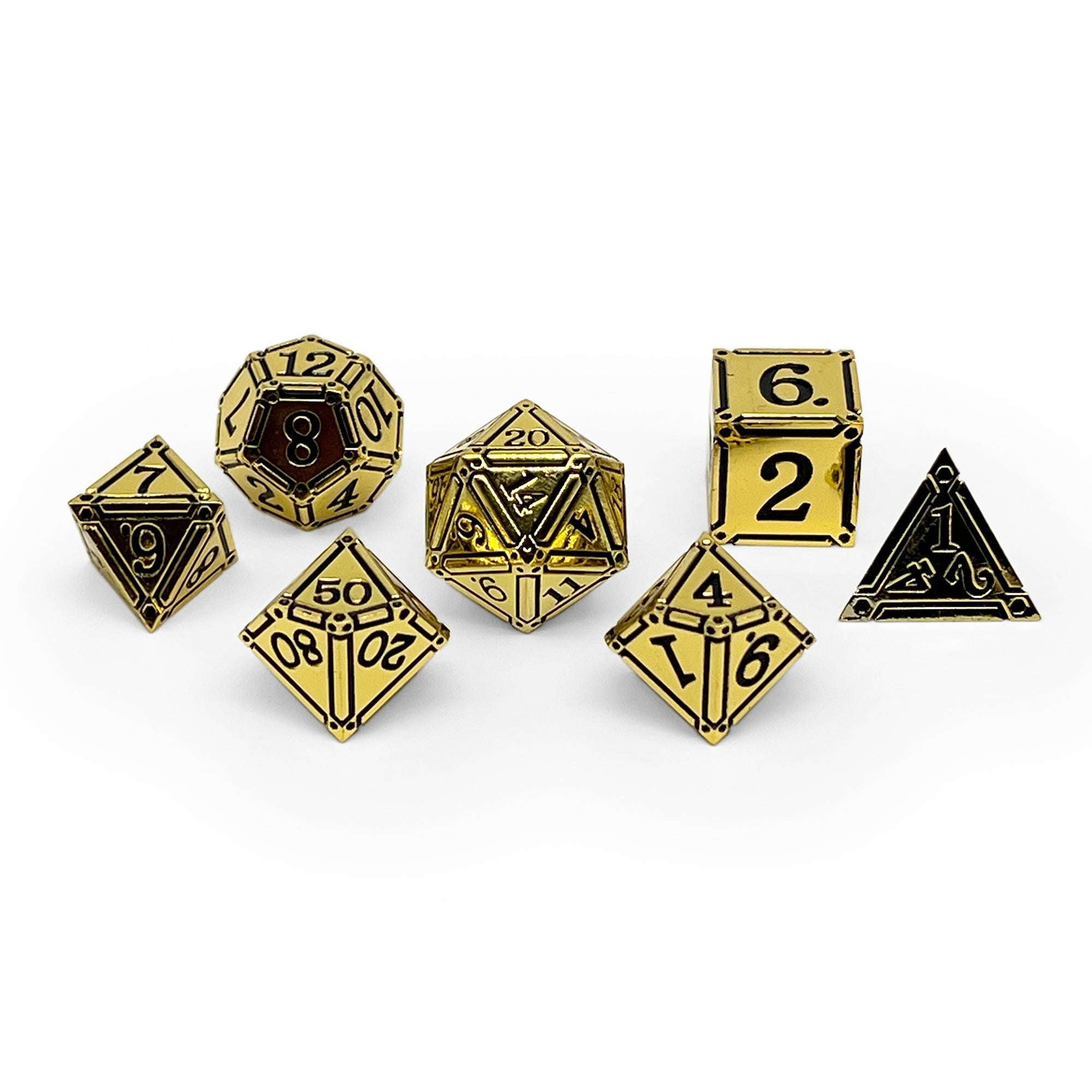 Ironworks - Ancient Treasures 7 Piece RPG set Alloy Metal Dice-Metal - Zinc Alloy Dice-Norse Foundry-Dungeons and Dragons-D&D Dice-D20-Metal Dice Set-DnD-DnD Metal Dice Set-Perfect for Tabletop RPGs