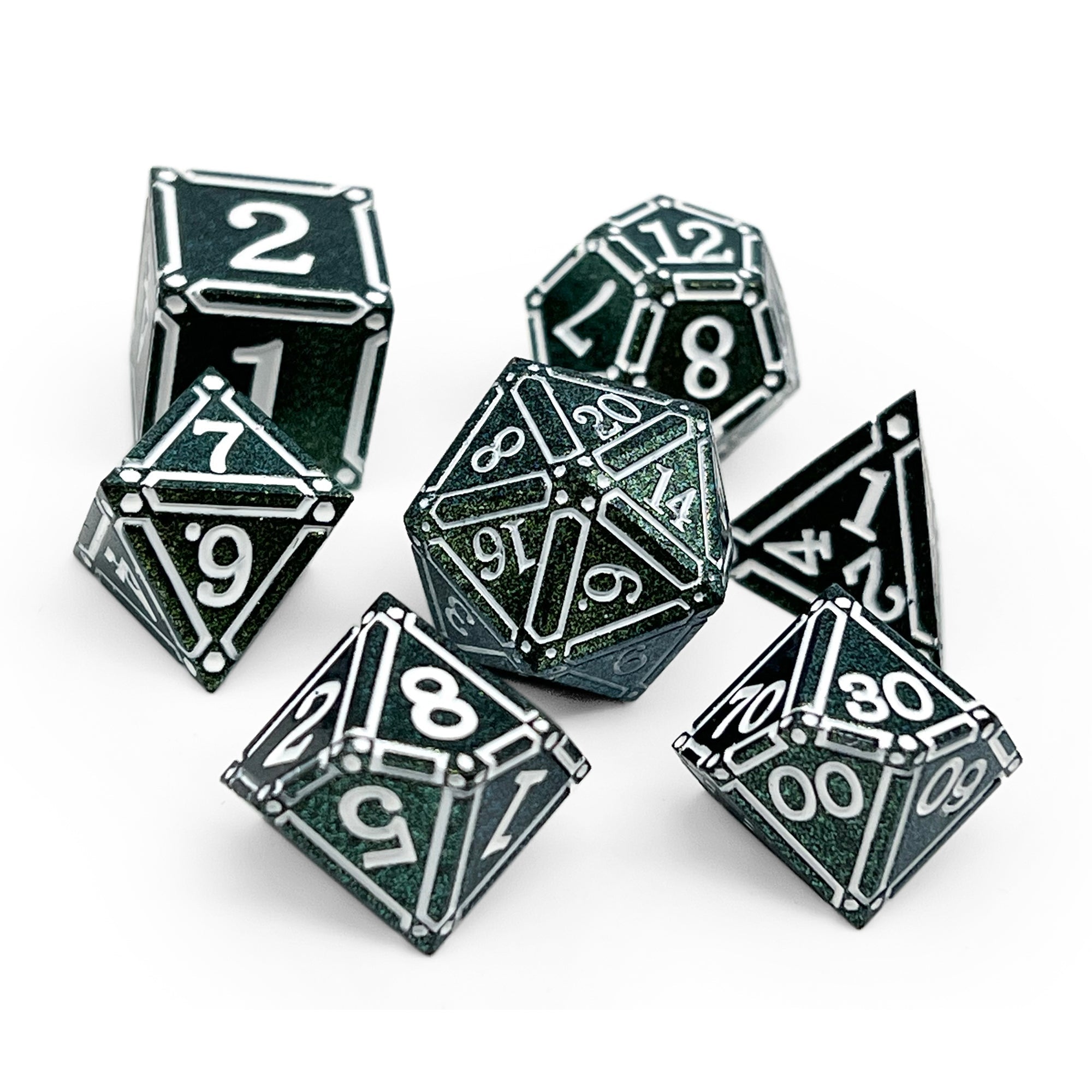 Ironworks - Necromancer Spellbook 7 Piece RPG set Alloy Metal Dice-Metal - Zinc Alloy Dice-Norse Foundry-Dungeons and Dragons-DND Dice-D20-Metal Dice Set-DND-D&D Metal Dice Set-Perfect for Tabletop RPGs