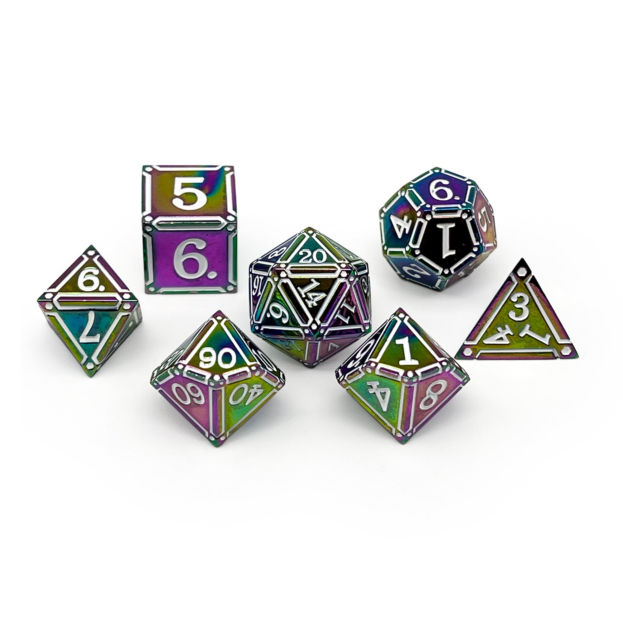 Ironworks - Particle Blast 7 Piece RPG set Alloy Metal Dice-Metal - Zinc Alloy Dice-Norse Foundry-Dungeons and Dragons-DND Dice-D20-Metal Dice Set-DND-D&D Metal Dice Set-Perfect for Tabletop RPGs