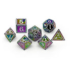 Ironworks - Particle Blast 7 Piece RPG set Alloy Metal Dice-Metal - Zinc Alloy Dice-Norse Foundry-Norse Foundry-dungeons & dragons-d&d dice set-rpg dice set-d20-metal dice set-d&d-perfect for tabletop rpgs