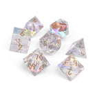 K9 Rainbow Glass - Gold Font - 7 Piece RPG Set Glass Dice-Glass Dice-Norse Foundry-Norse Foundry-k9 glass dice-dungeons & dragons-d&d dice set-rpg dice set-glass dice set-d&d-perfect for tabletop rpgs