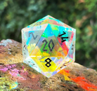 K9 Rainbow Glass - Single D20 Glass Dice-Glass Dice-Norse Foundry-DnD Dice-Glass Dice-D20-Glass D20-Collectible D20 Dice