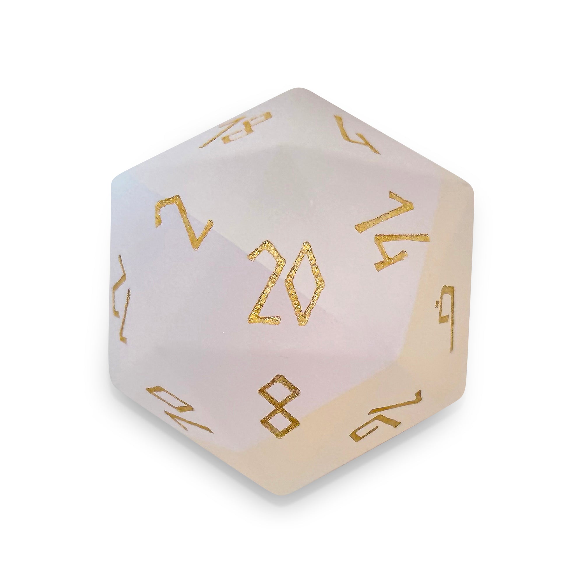 Frosted K9 Rainbow Glass - Gold Font Boulder 30mm Glass Dice